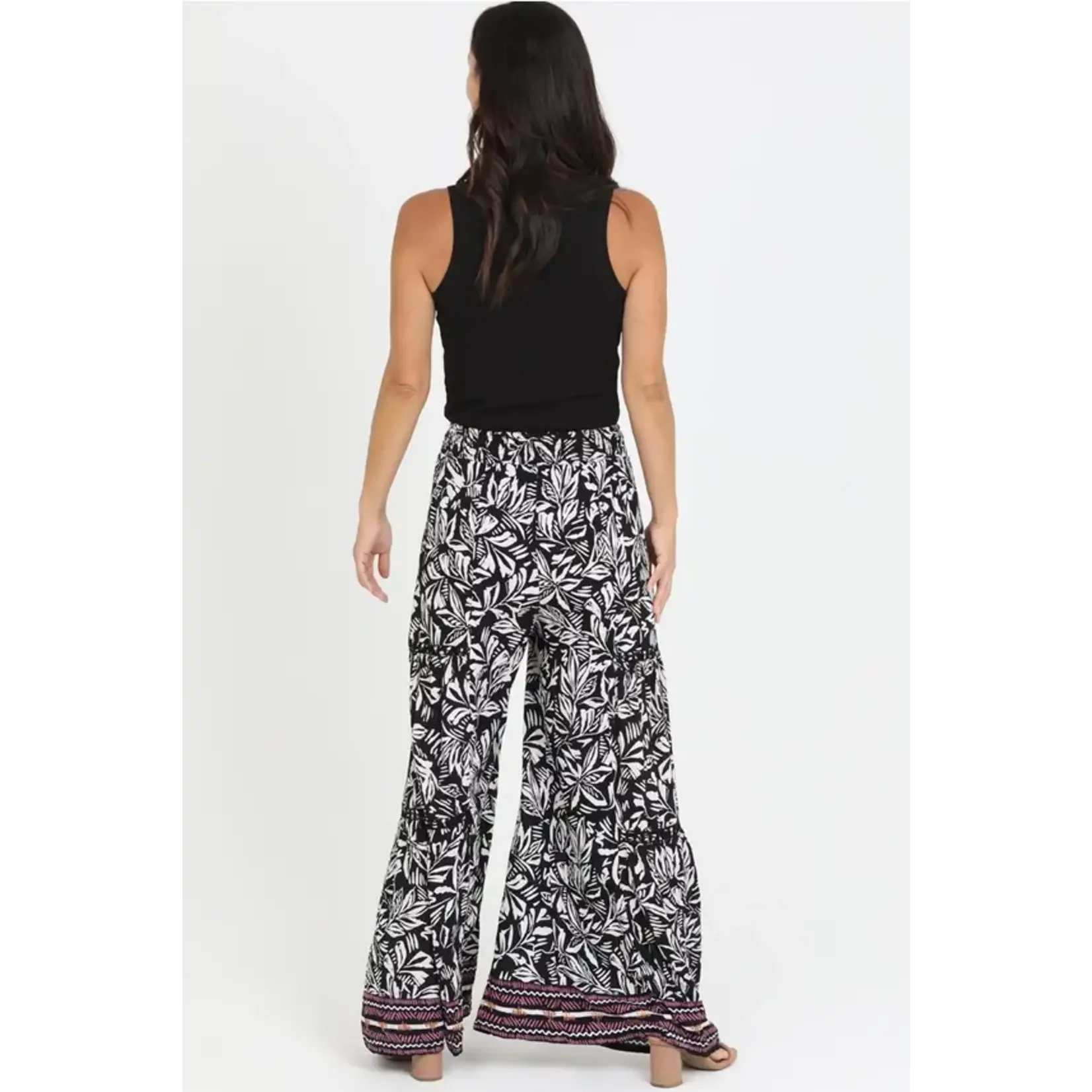 Black & White Lace Inset Wide Leg Pants