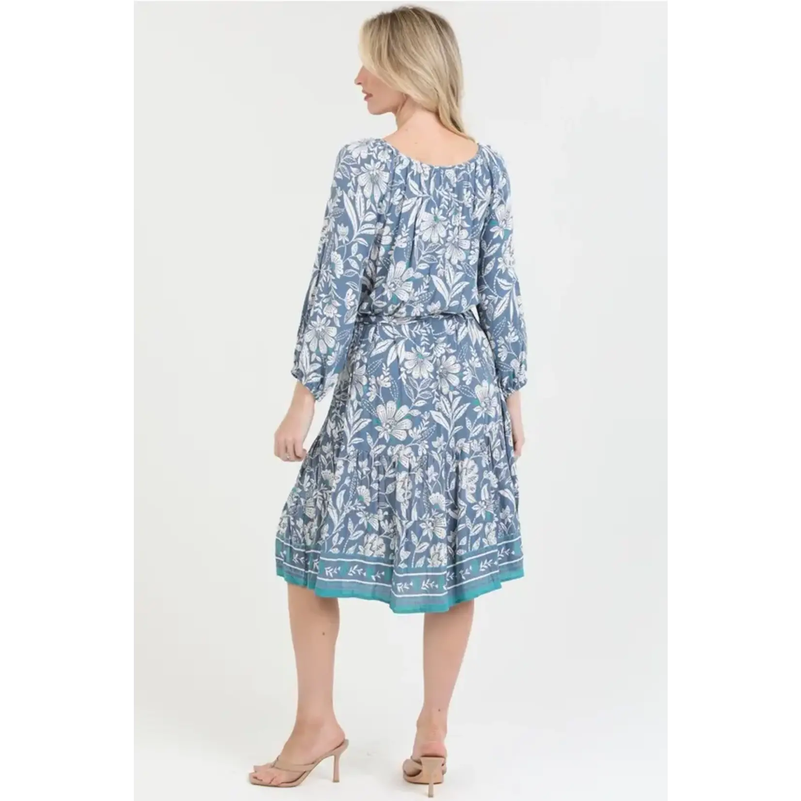 Blue Floral Tiered Dress