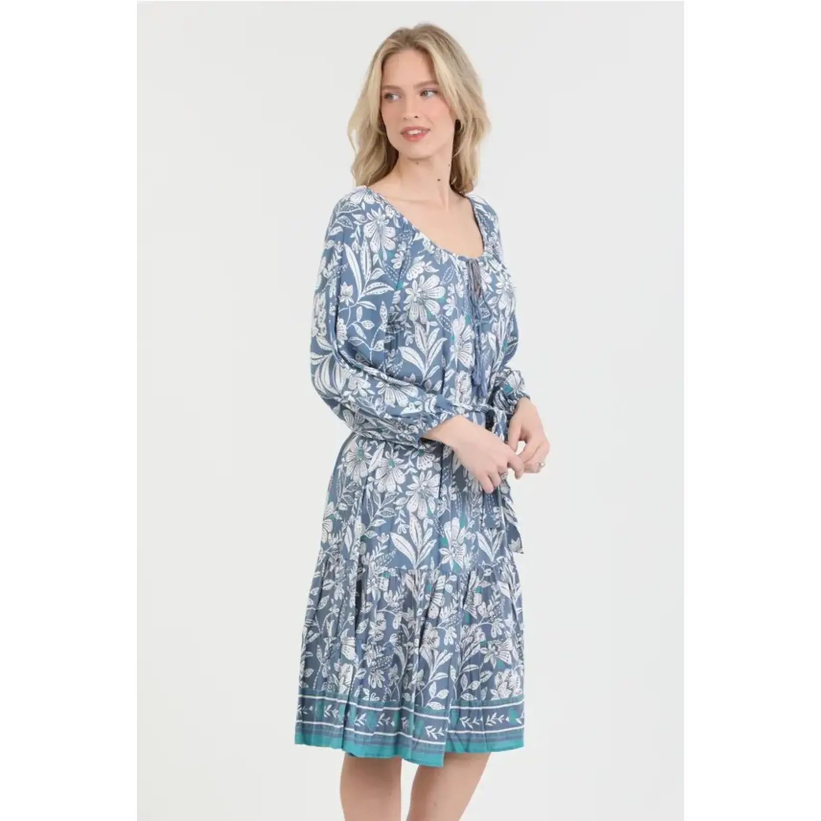 Blue Floral Tiered Dress