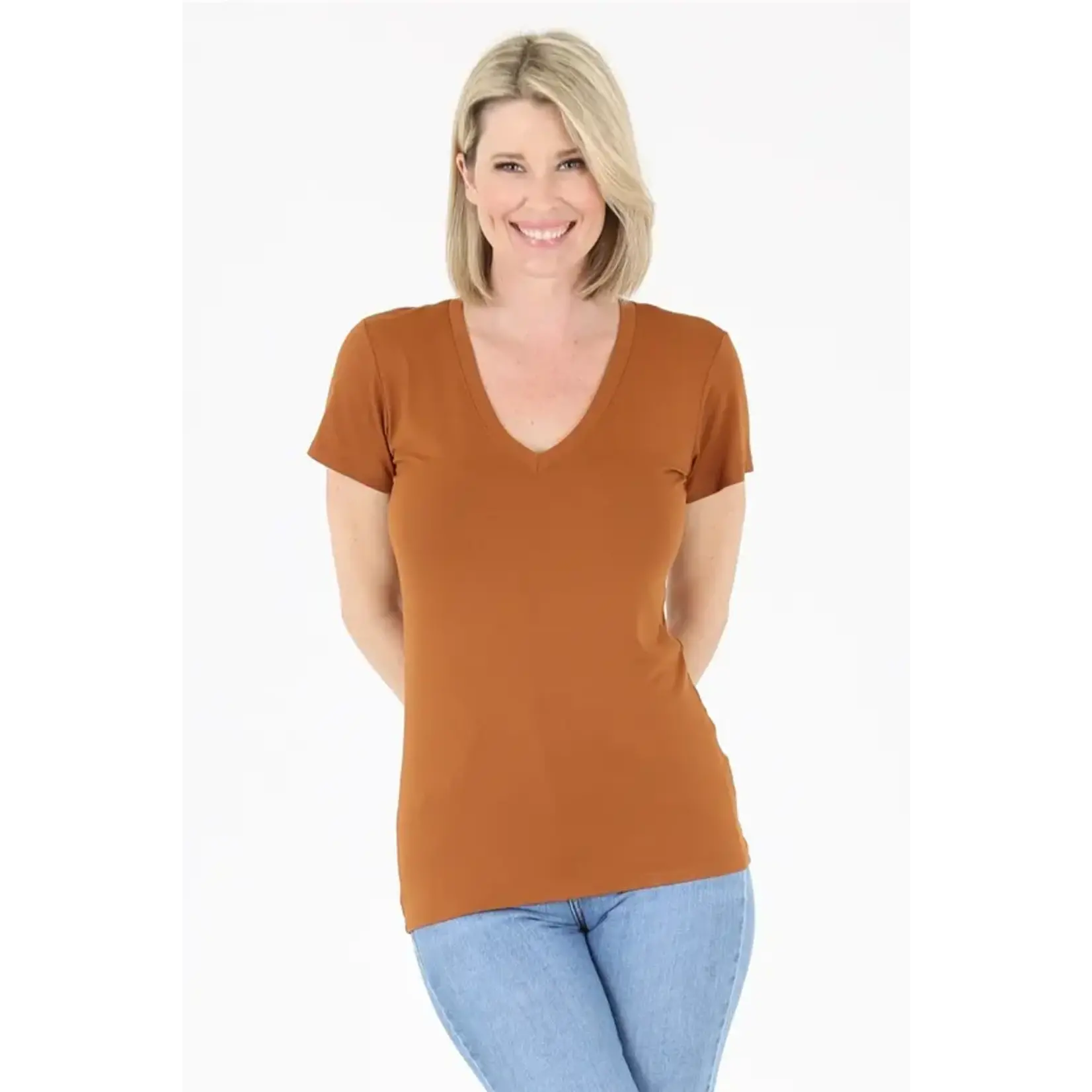 Tobacco V Neck Top