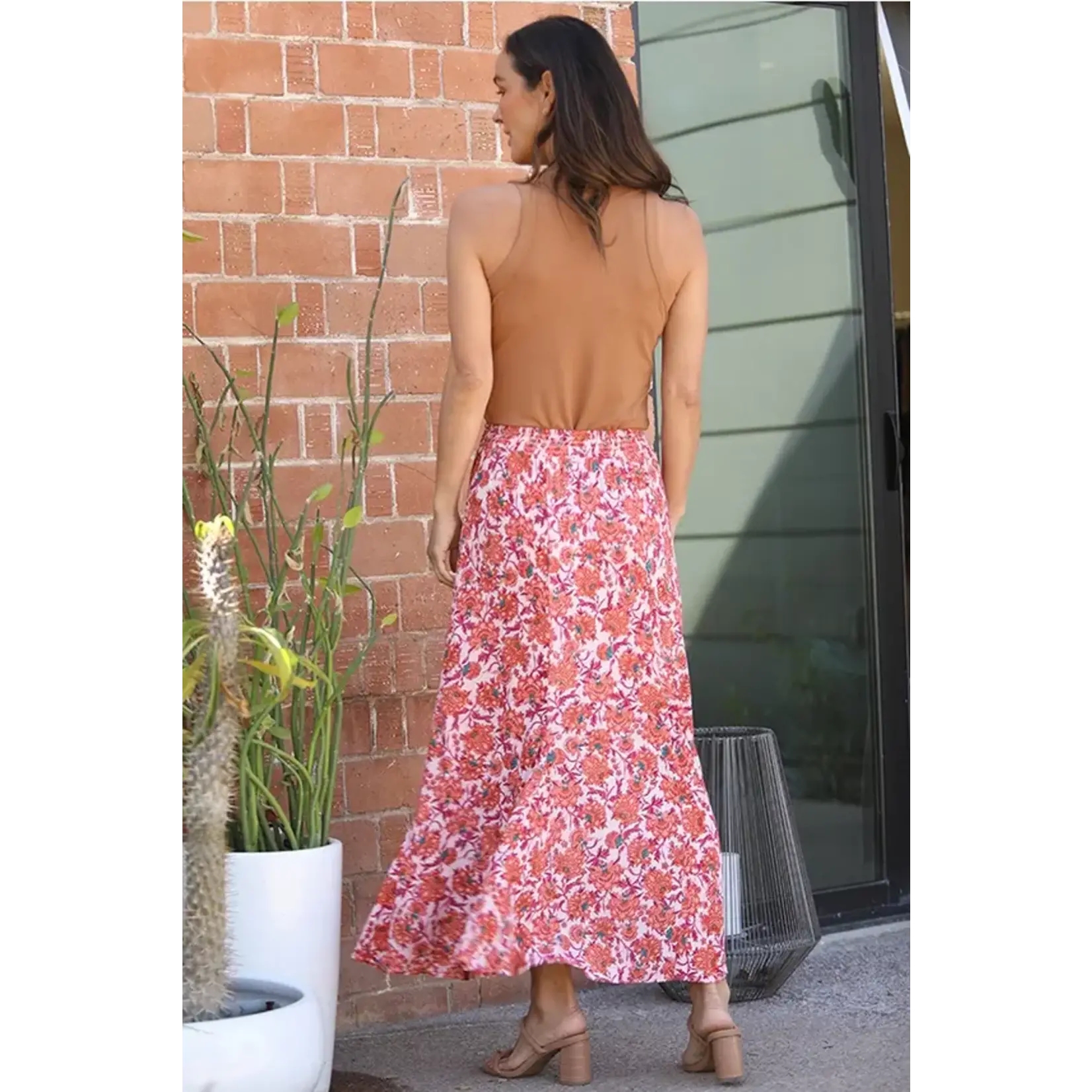 Floral Smocked Waist Maxi Skirt