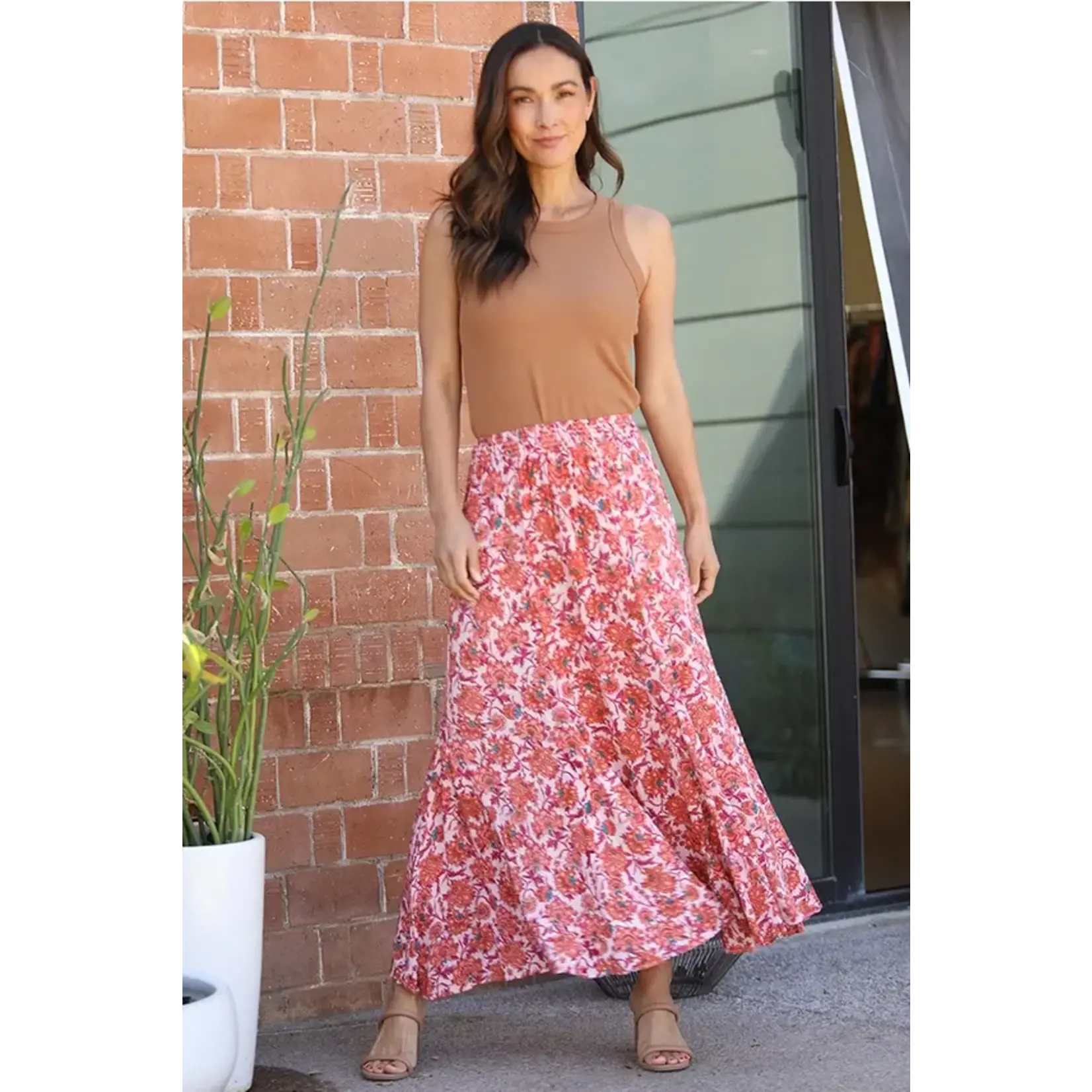 Floral Smocked Waist Maxi Skirt