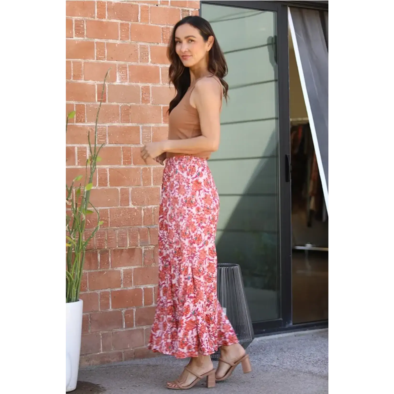 Floral Smocked Waist Maxi Skirt