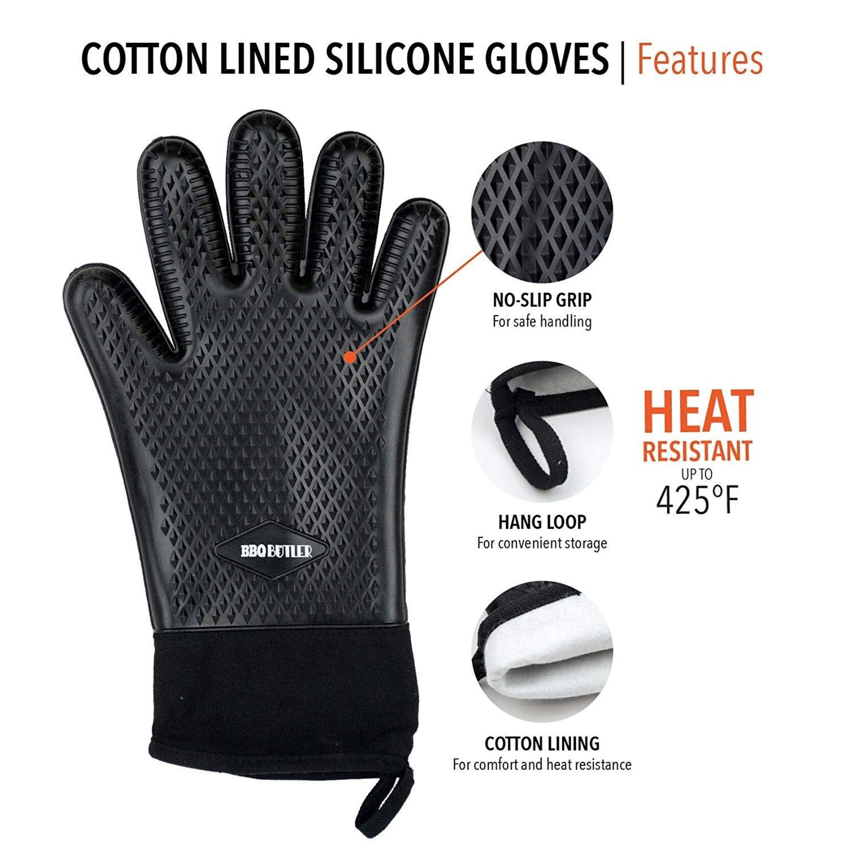 BBQ Butler Silicone Heat Resistant Gloves