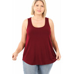 Zenana Dark Burgundy Rounded Hem Tank Top