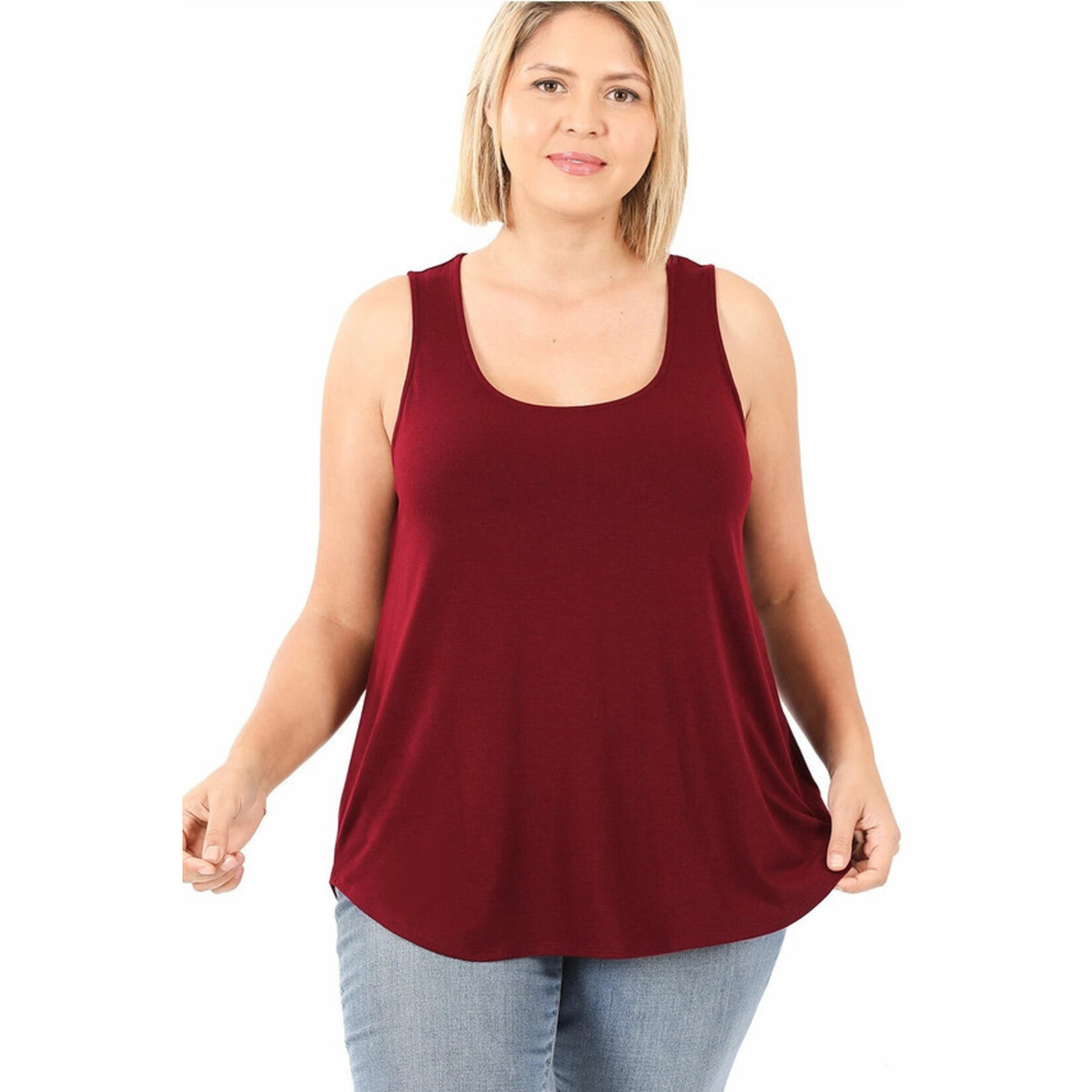 Zenana Dark Burgundy Rounded Hem Tank Top