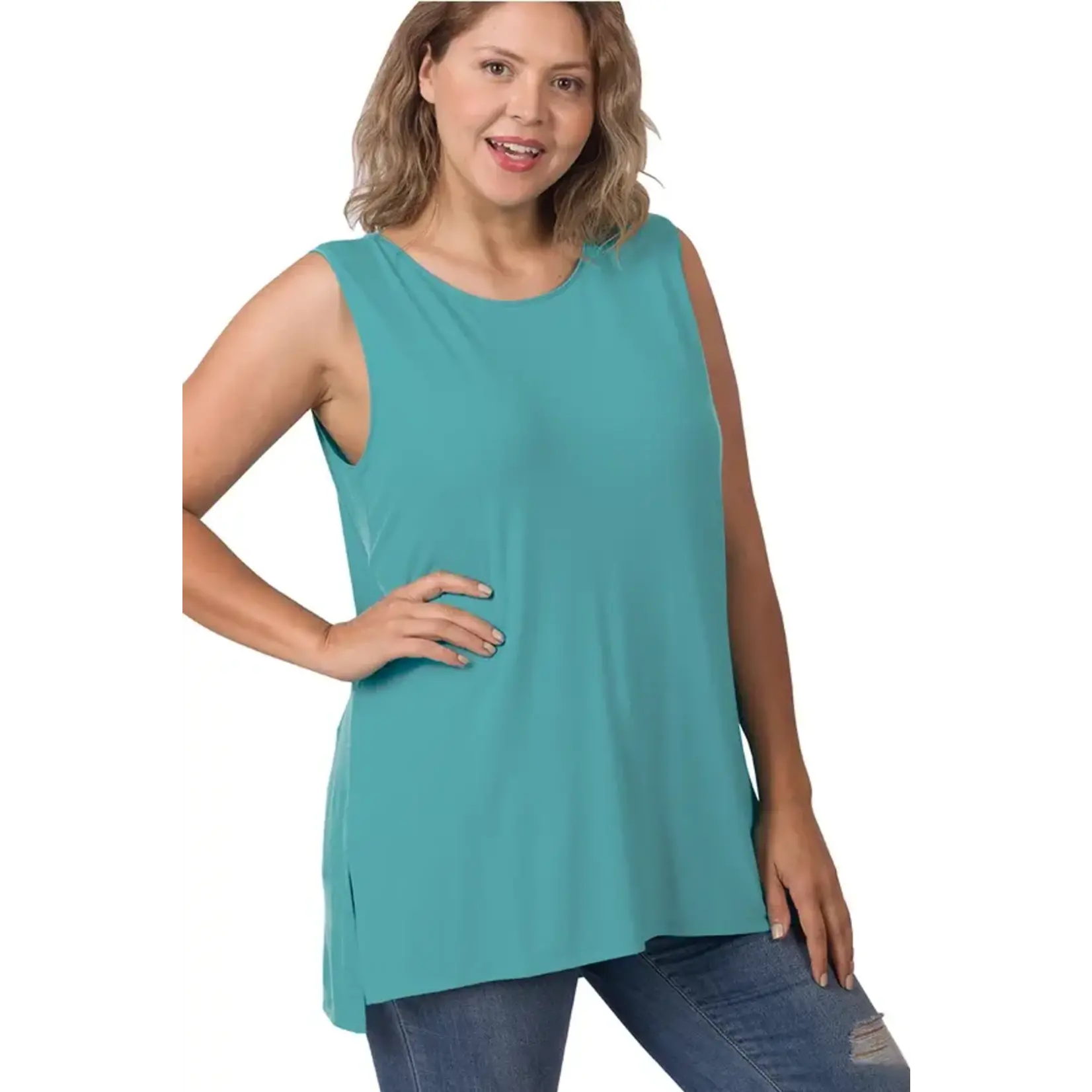 Zenana Dusty Teal Sleeveless Tunic