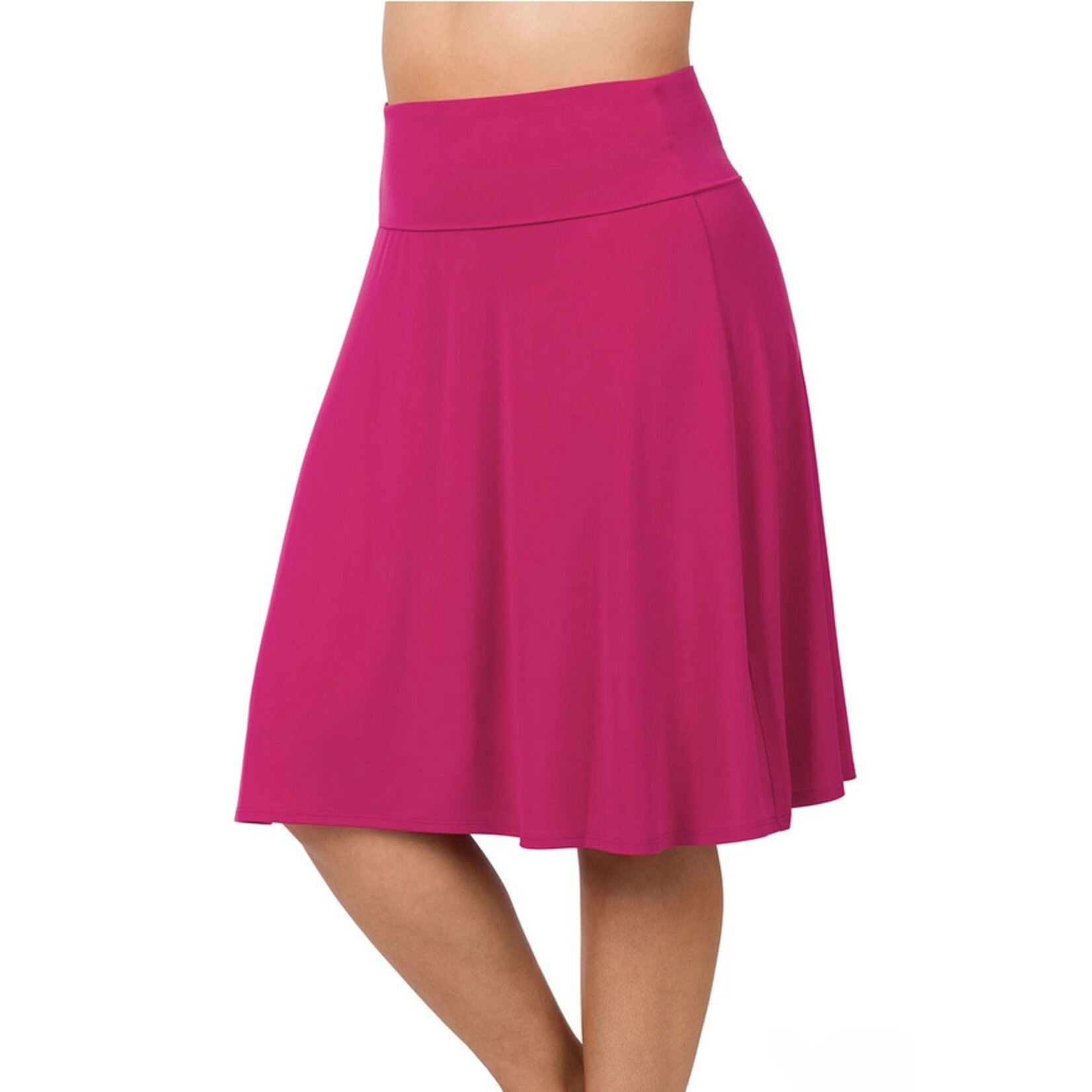 Zenana Magenta Flared Knit Skirt