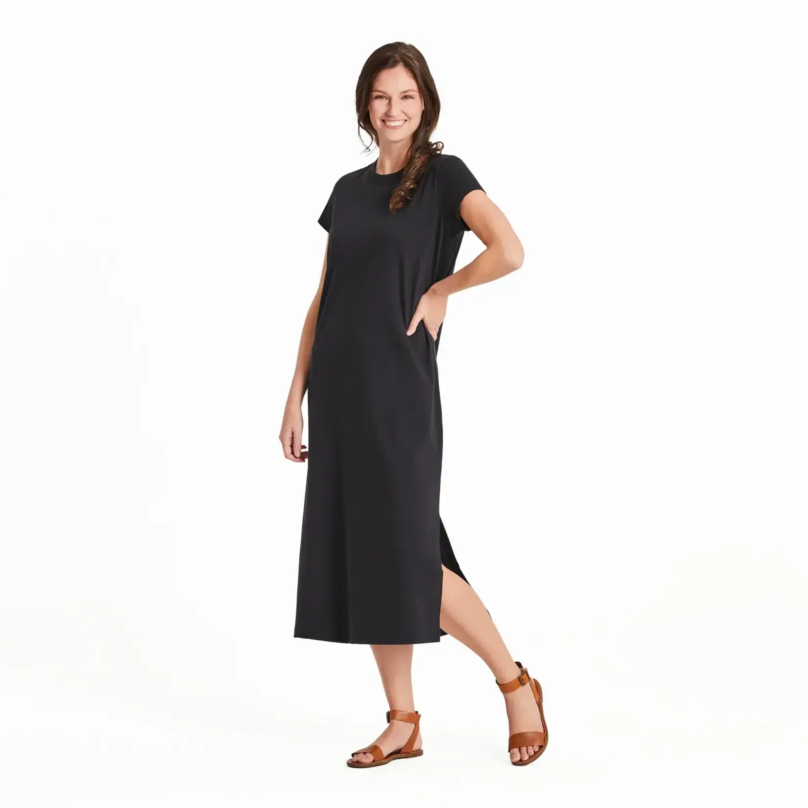 Life is Good True Black Crusher Midi Dress