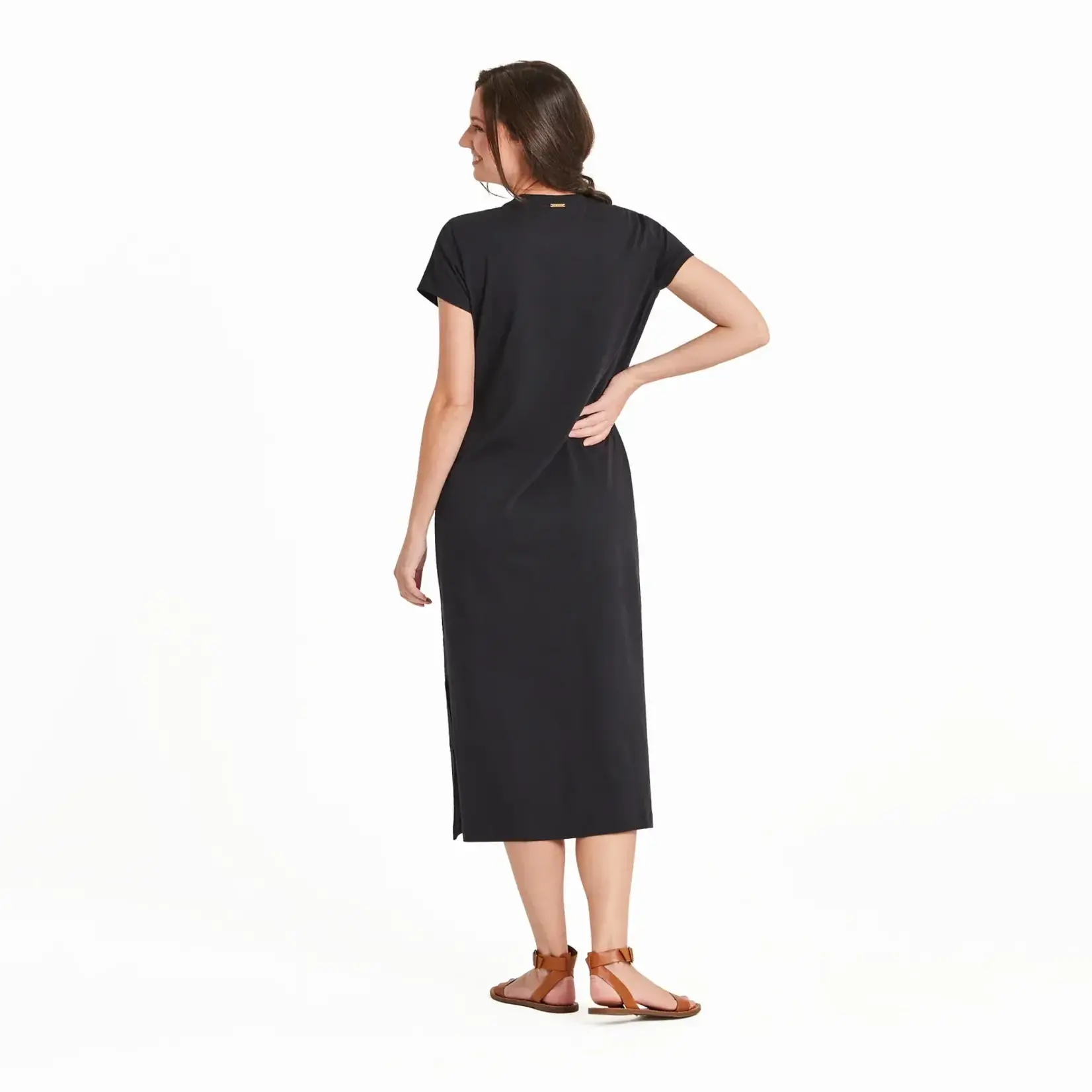 Life is Good True Black Crusher Midi Dress