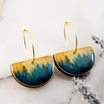 No Man's Land Watercolor Forest Drop Hoop Earrings