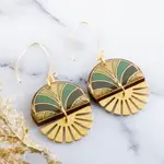 No Man's Land Art Deco Stacked Sunburst Earrings