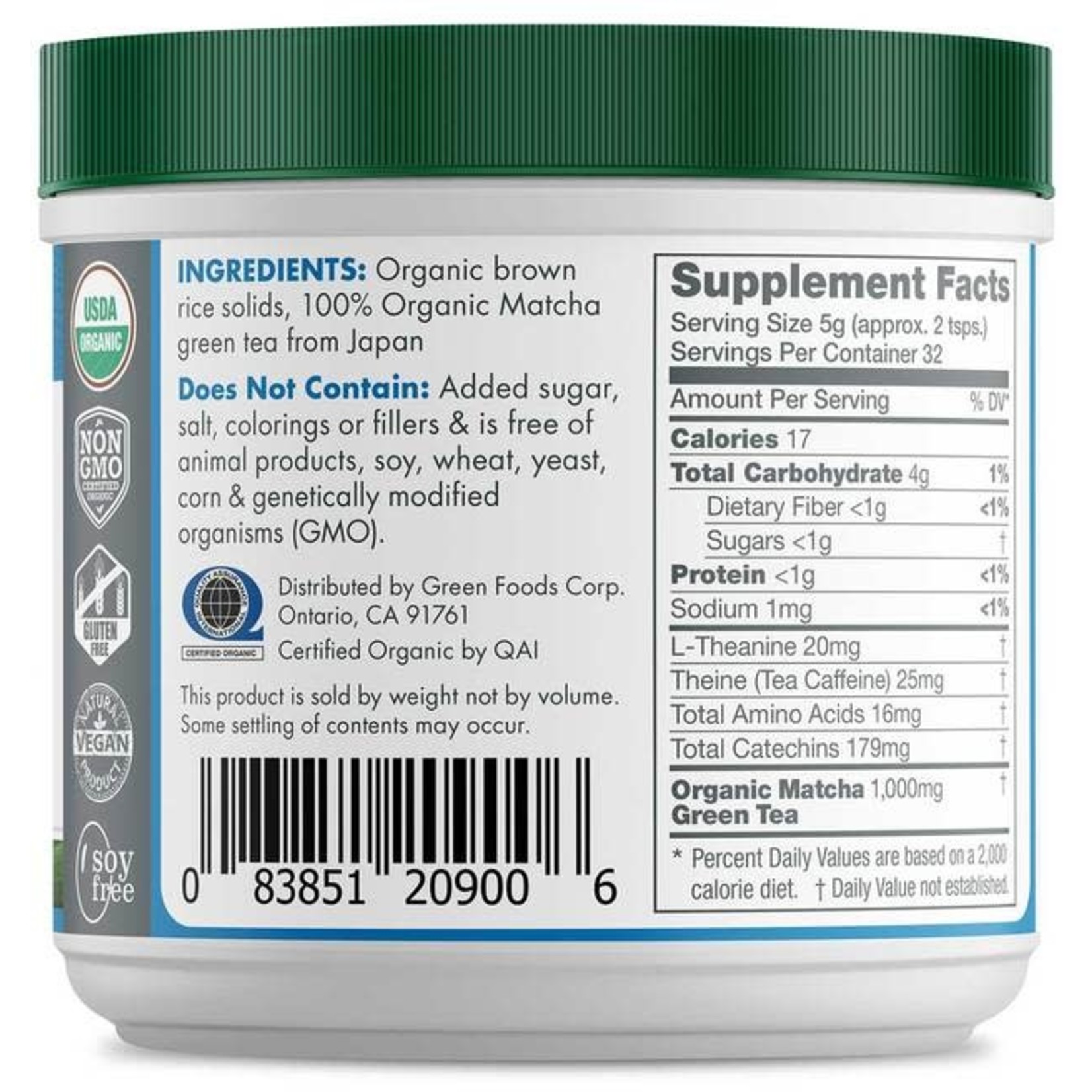 Green Foods Organic Matcha Green Tea (5.5oz) Green Foods