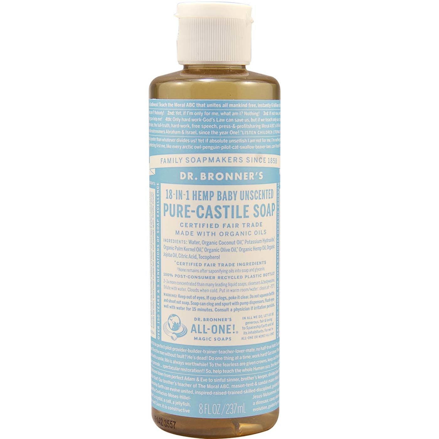 Dr. Bronner's Liquid Castile Soap Baby Mild (8oz) Dr.Bronner's Nature