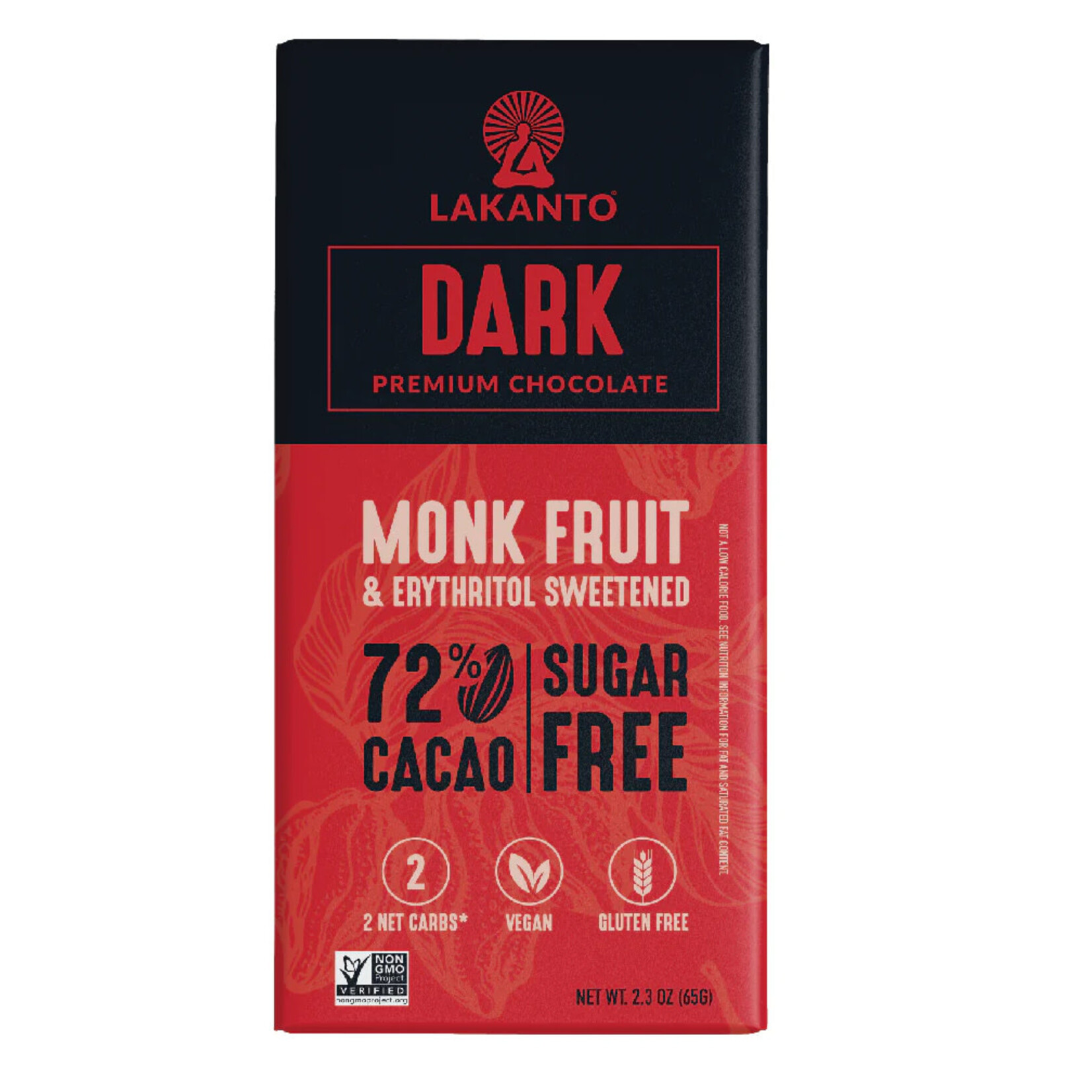 Lakanto Dark Choc MonkFruit 72% Sugar Free (2.3oz) Lakanto