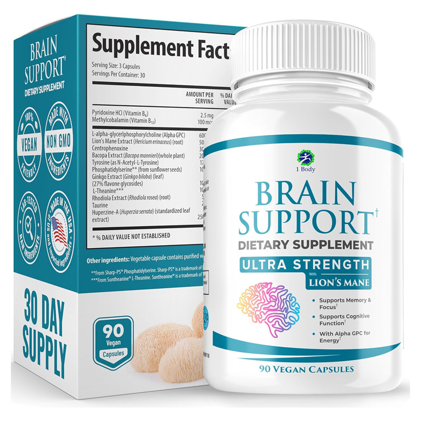 1 Body Brain Support (90vcaps) 1 Body
