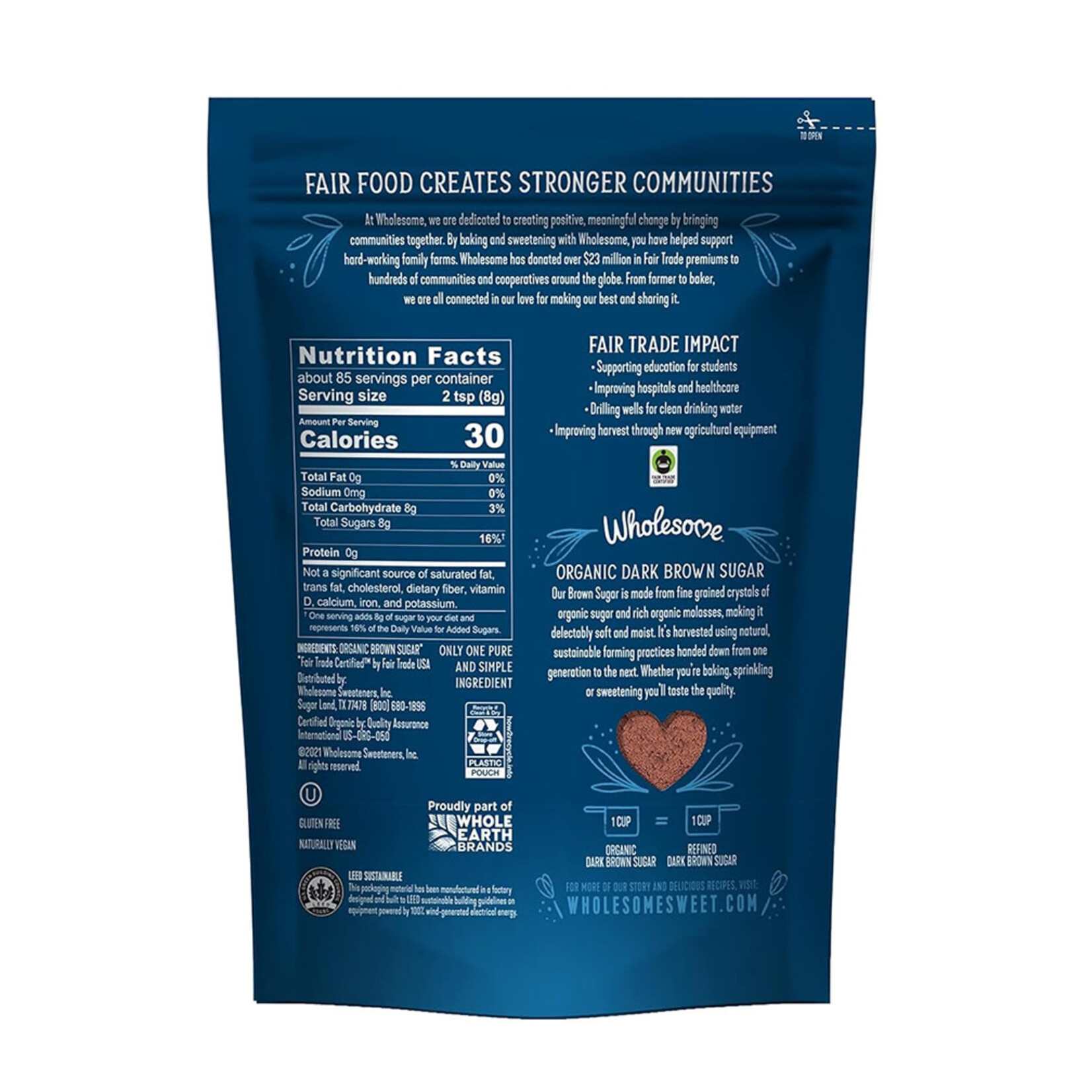 Wholesome Sweeteners Organic Dark Brown Sugar (24oz) Wholesome
