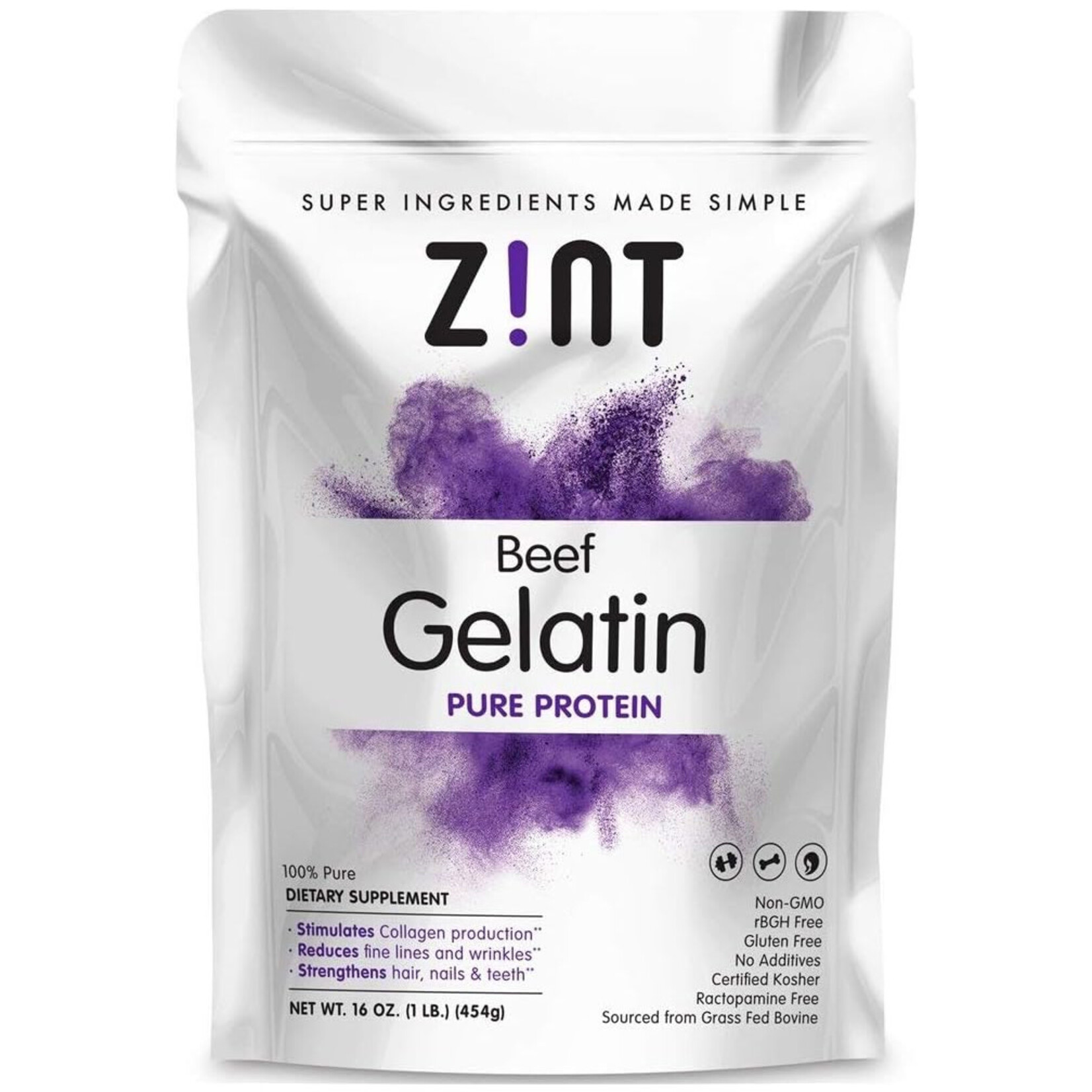 Zint Nutrition Grass-Fed Beef Gelatin (16oz) Zint Nutrition