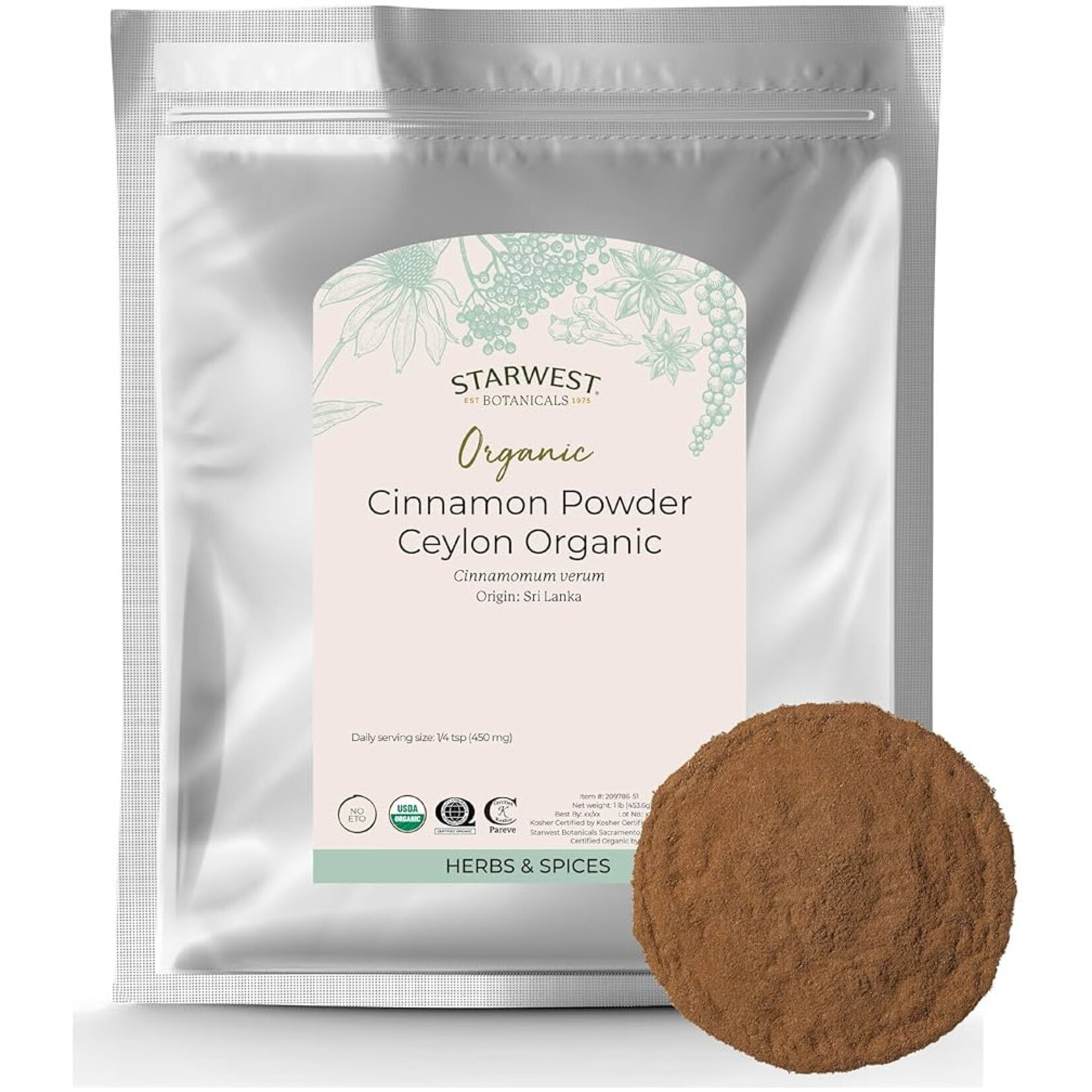 Starwest Organic Ceylon Cinnamon Powder (1lb) Starwest