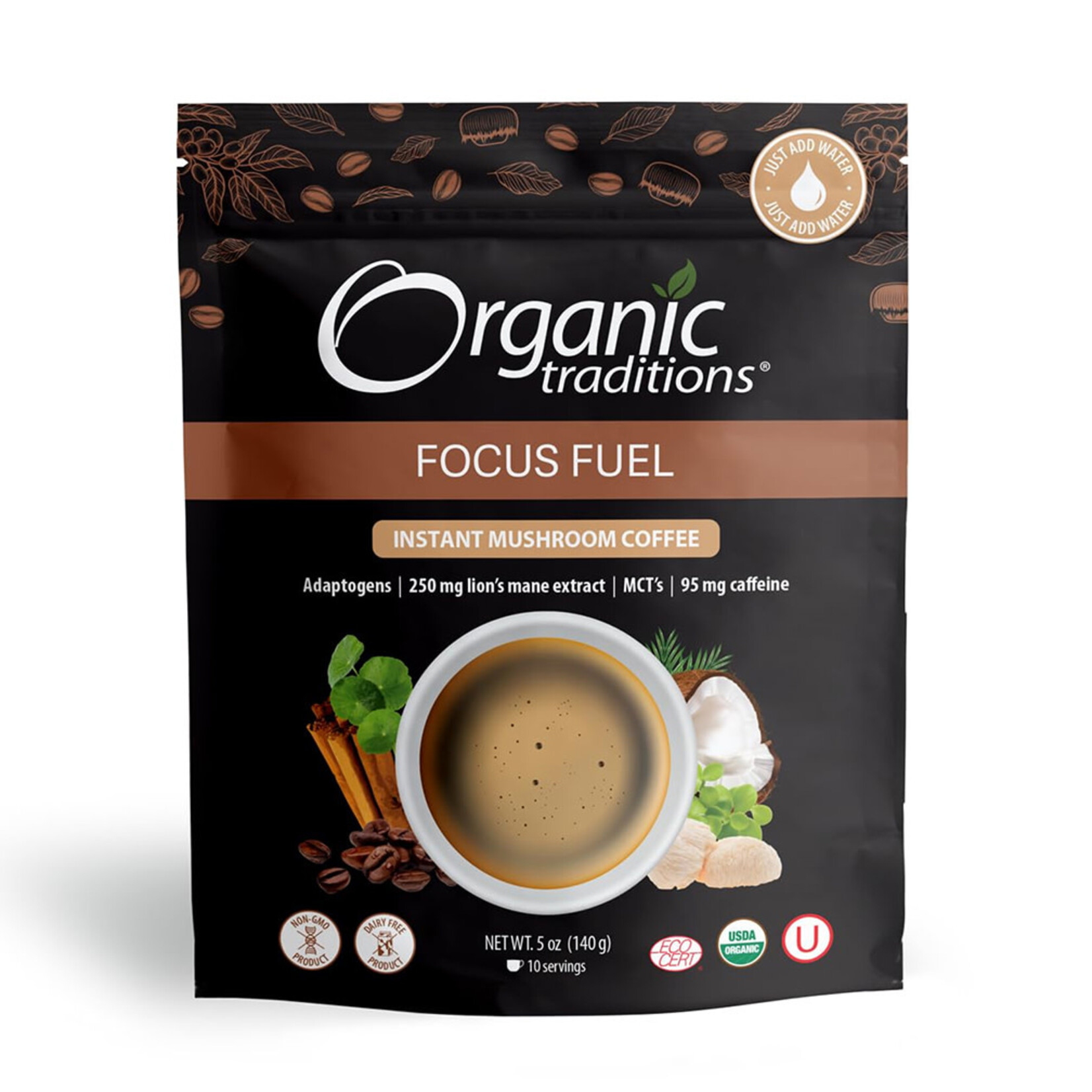 Organic Traditions Focus Fuel Mushroom Coffee (5oz) Organic Traditions