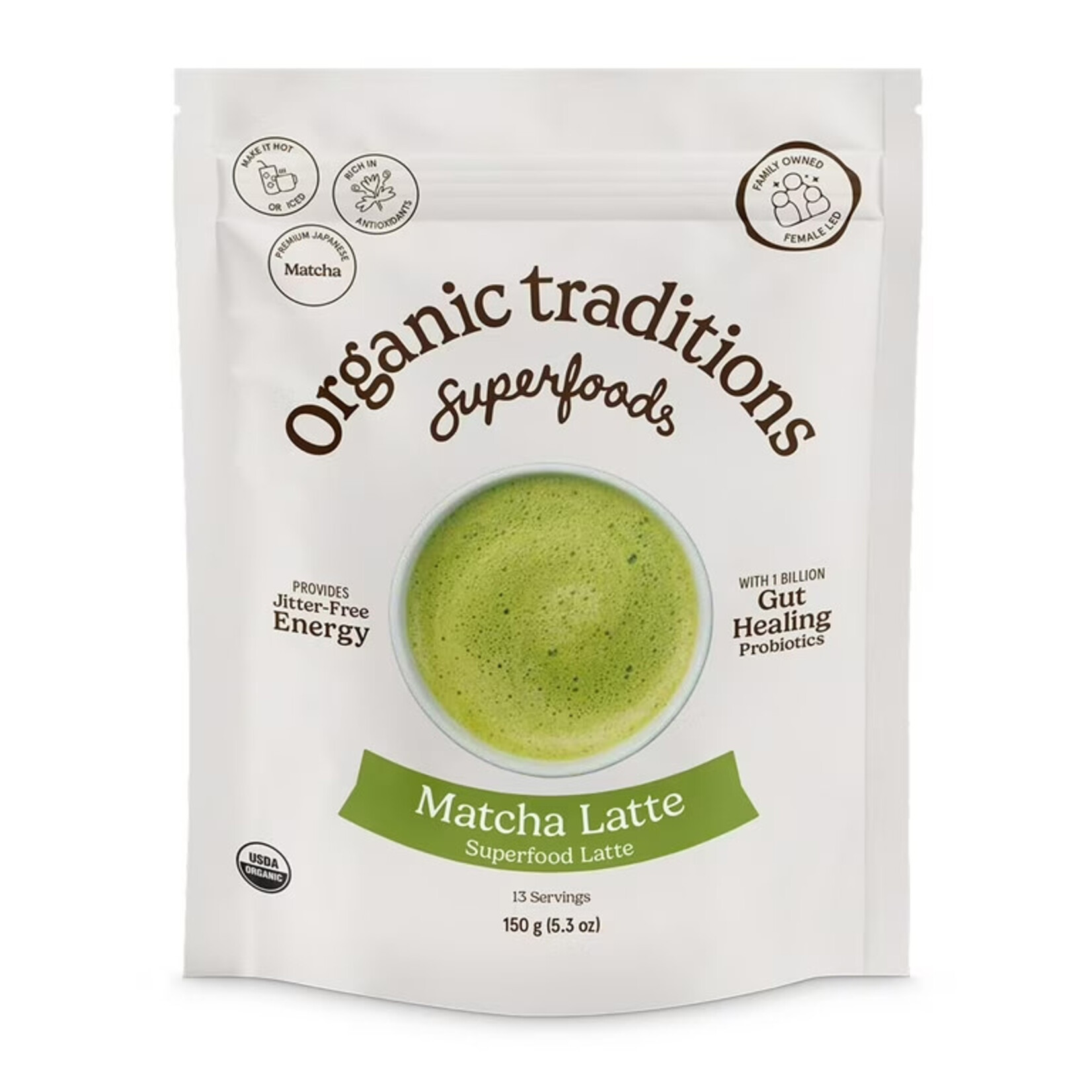 Organic Traditions Matcha Latte w/Probiotics (5.3oz) Organic Traditions