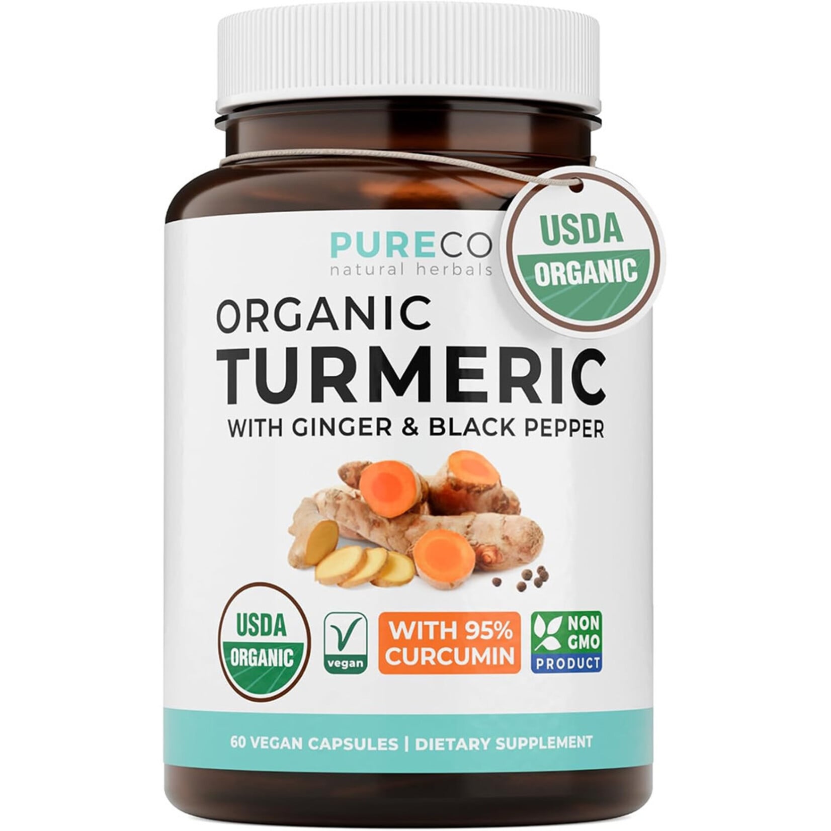 Pure Co Organic Turmeric w/Ginger & Black Pepper (60vcaps) Pure Co