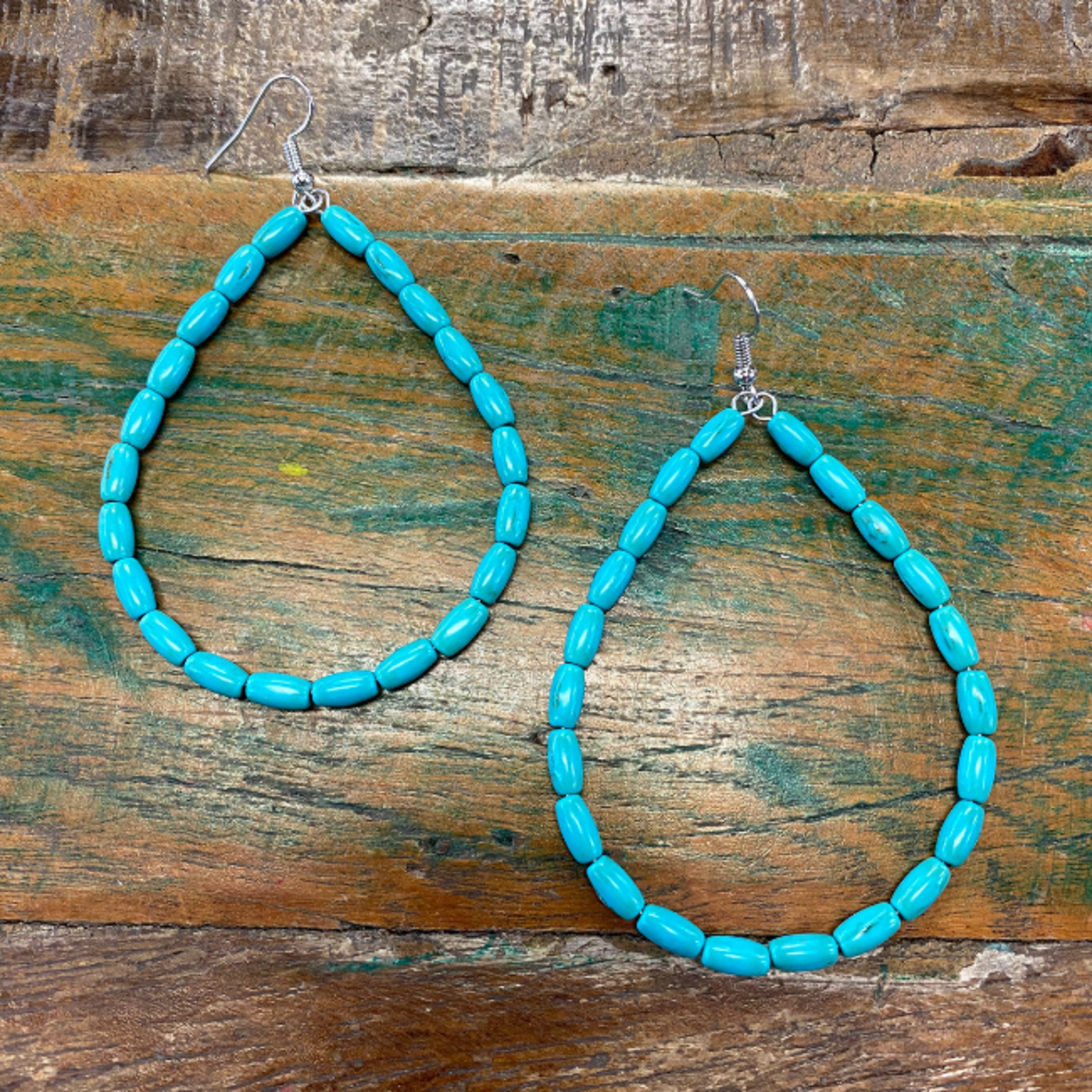 West & Co Beaded Turquoise Hoops