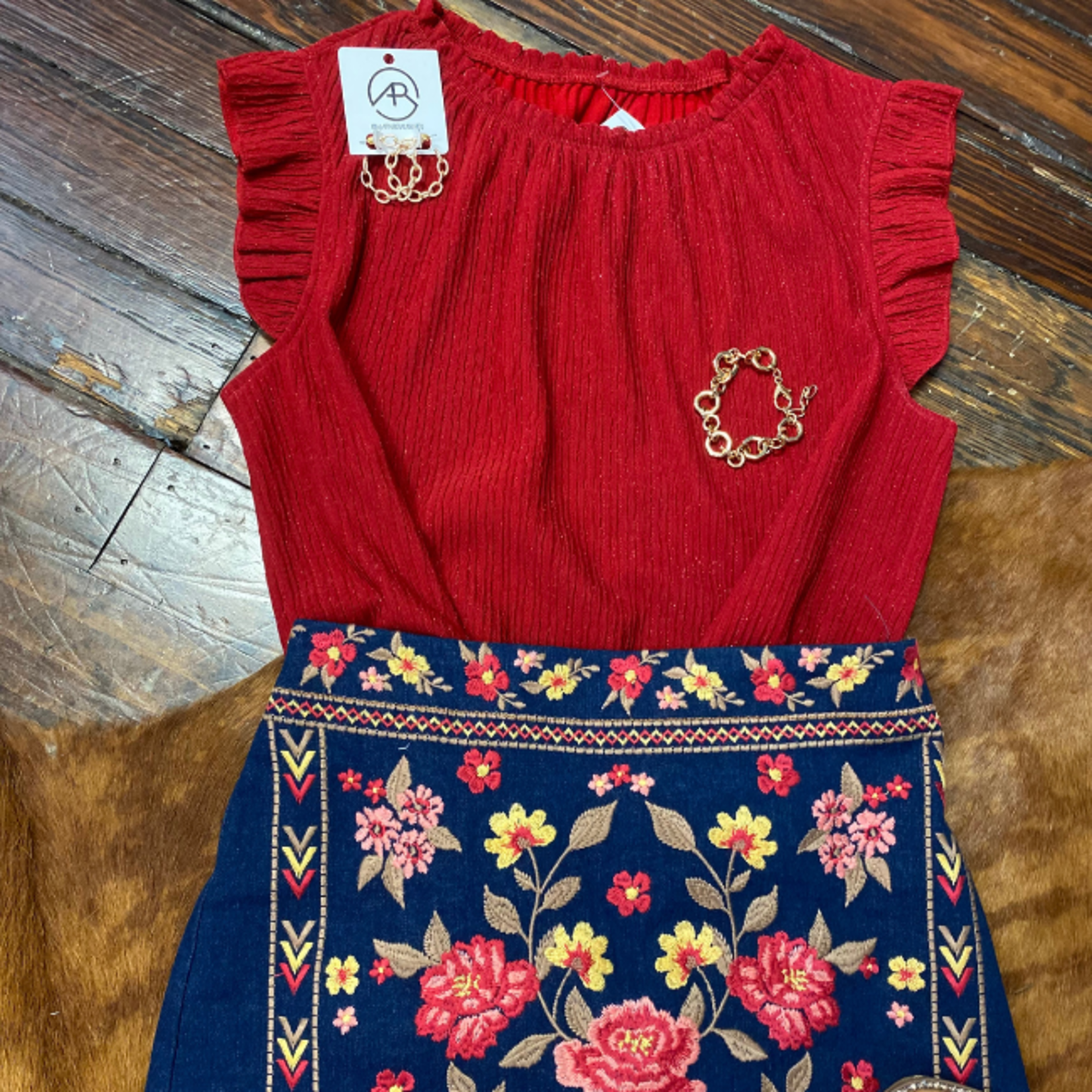 Savanna Jane Embroidered Denim Skirt