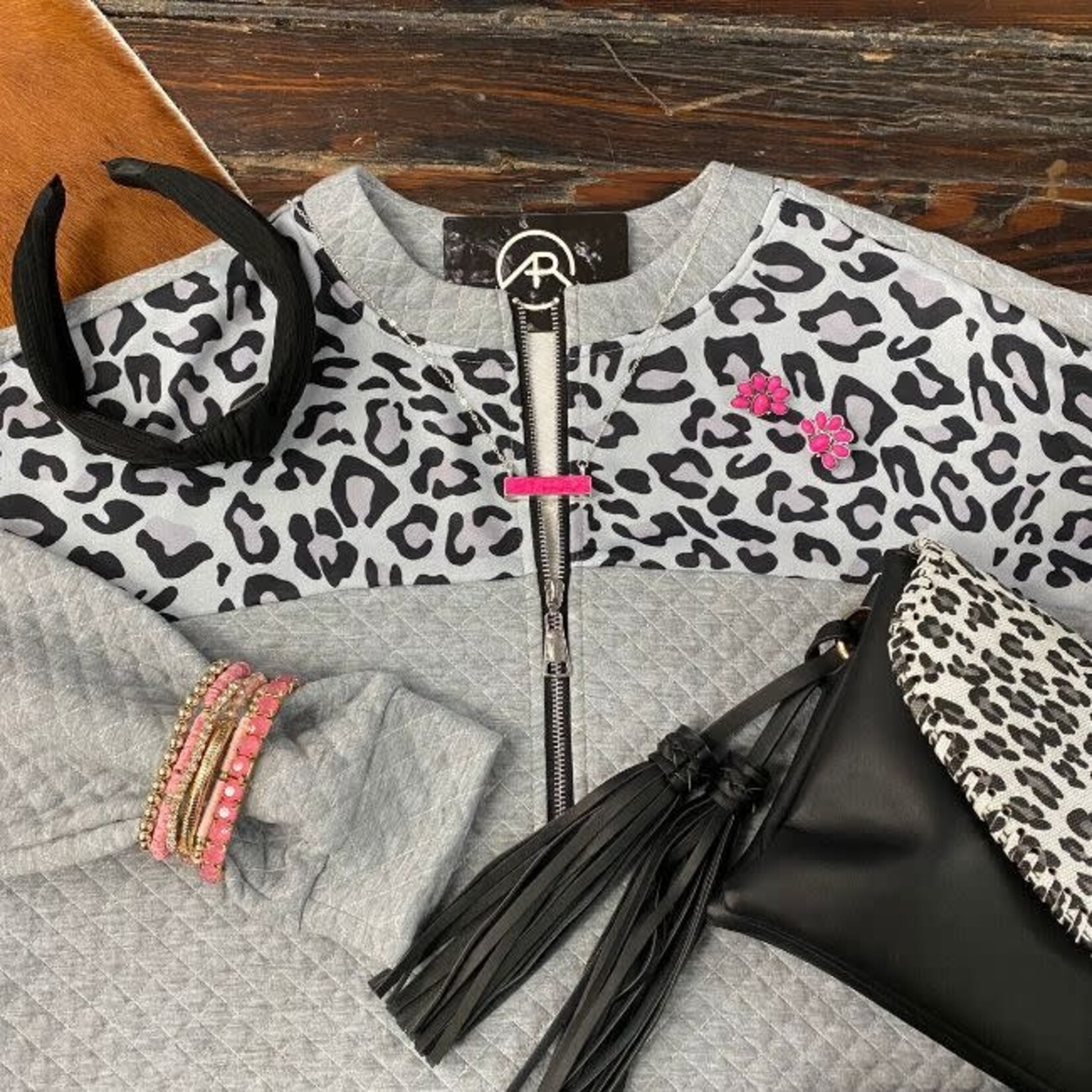 Pretty Bash Quilted Leopard 1/4 Zip