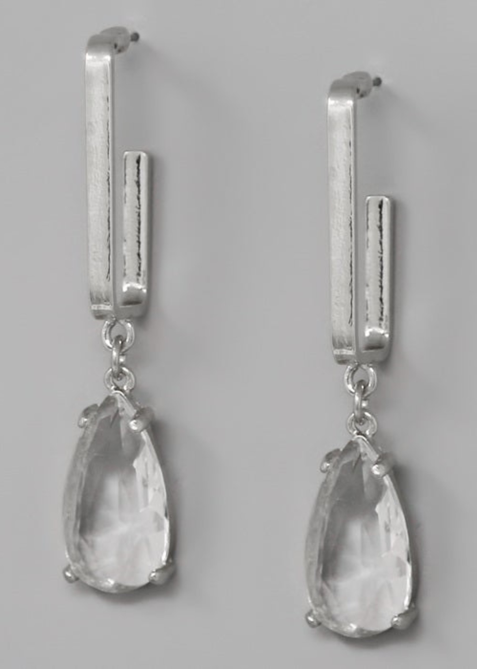 Glass Stone Teardrop Earrings