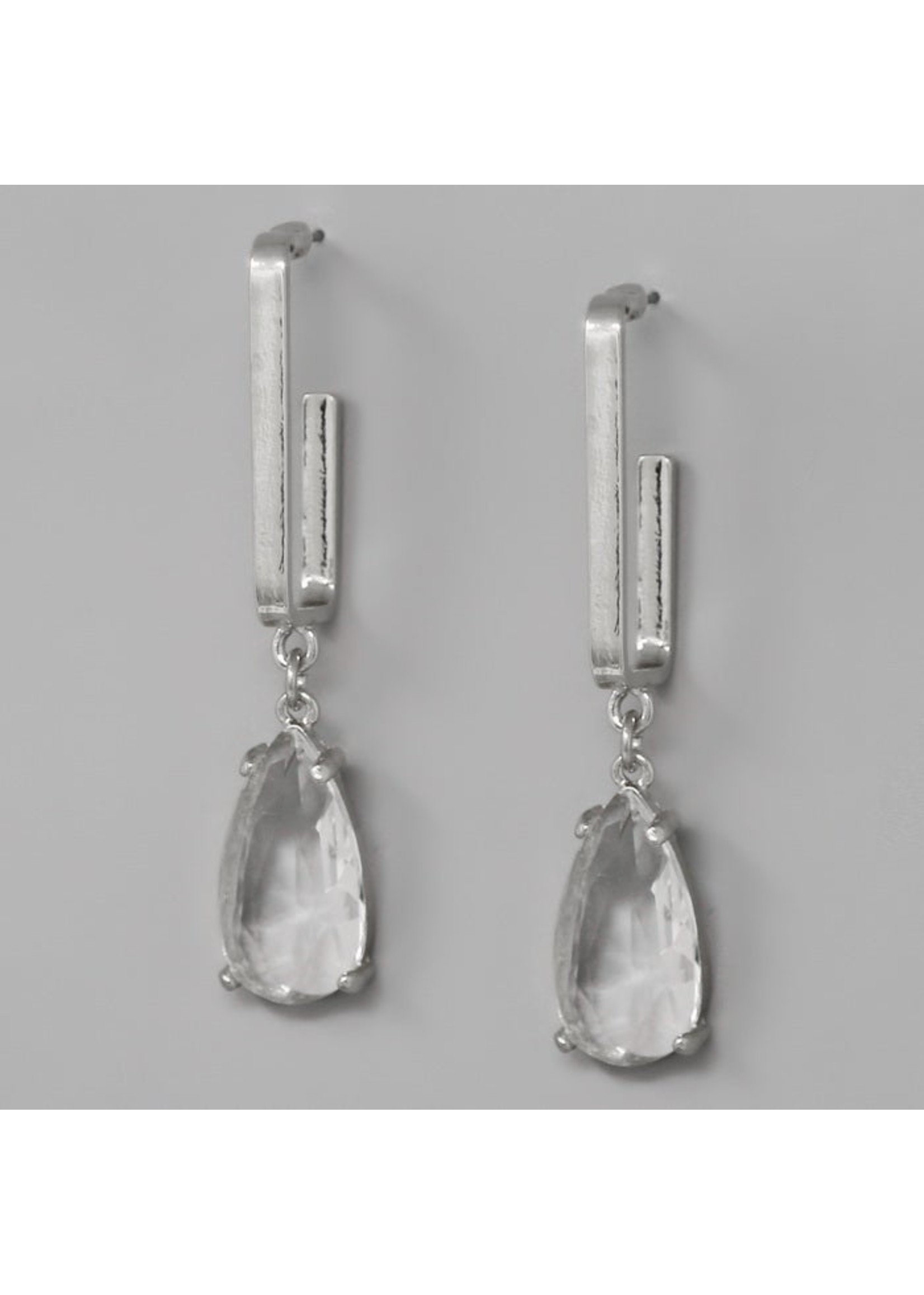 Glass Stone Teardrop Earrings