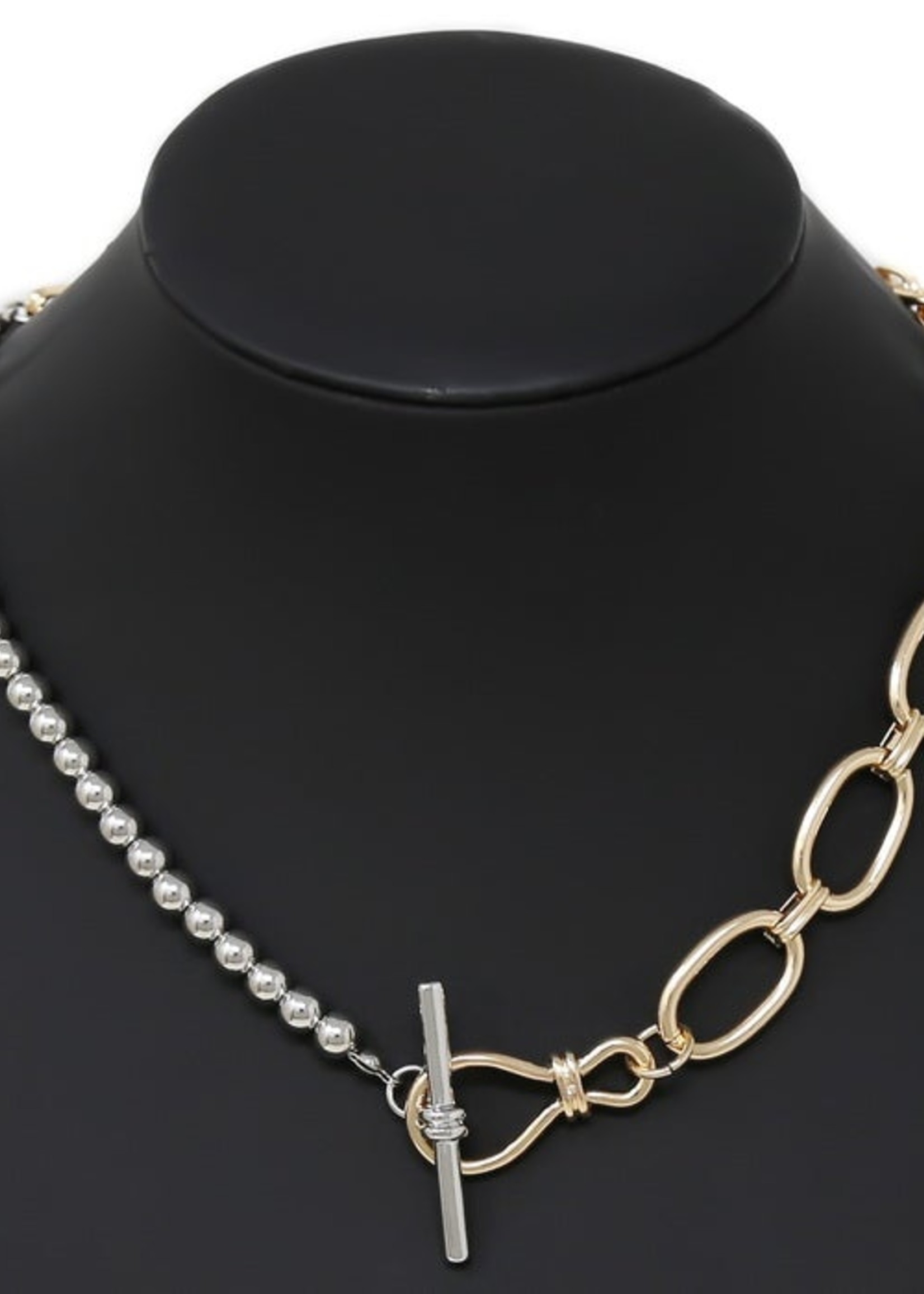 Metal Ball and Linked Chain Necklace