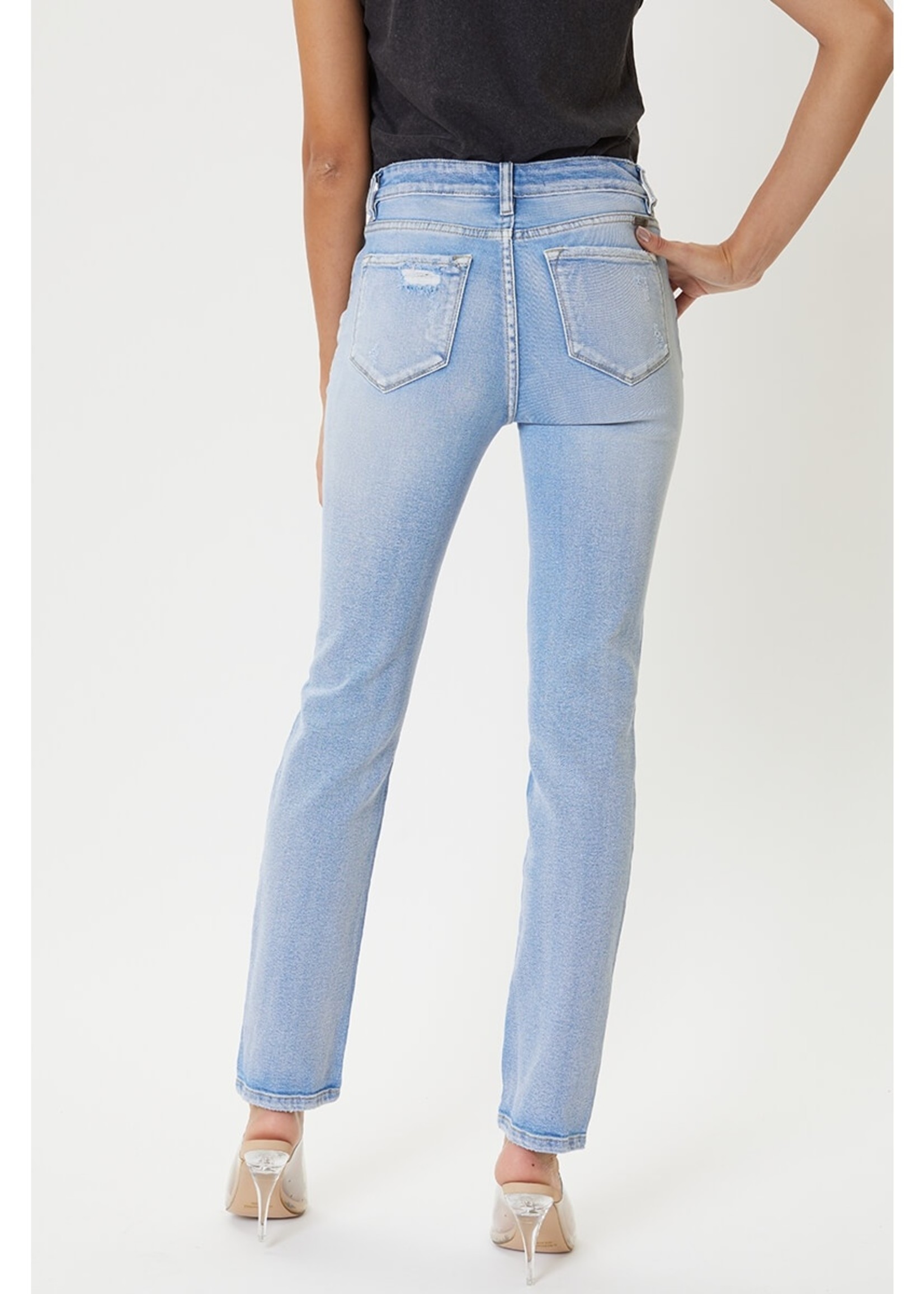 Mid Rise Slim Straight Distressed Jeans