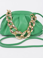 Faux Leather Clutch with Chunky Chain