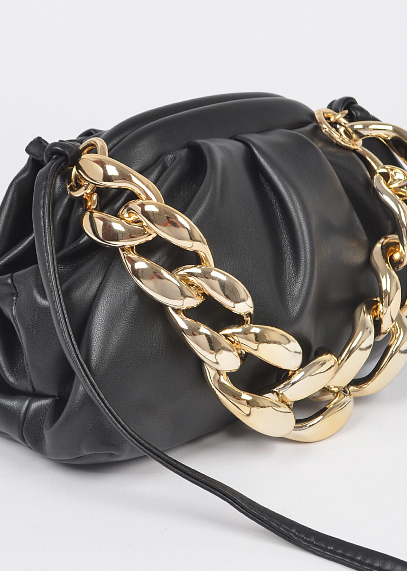 Faux Leather Clutch with Chunky Chain