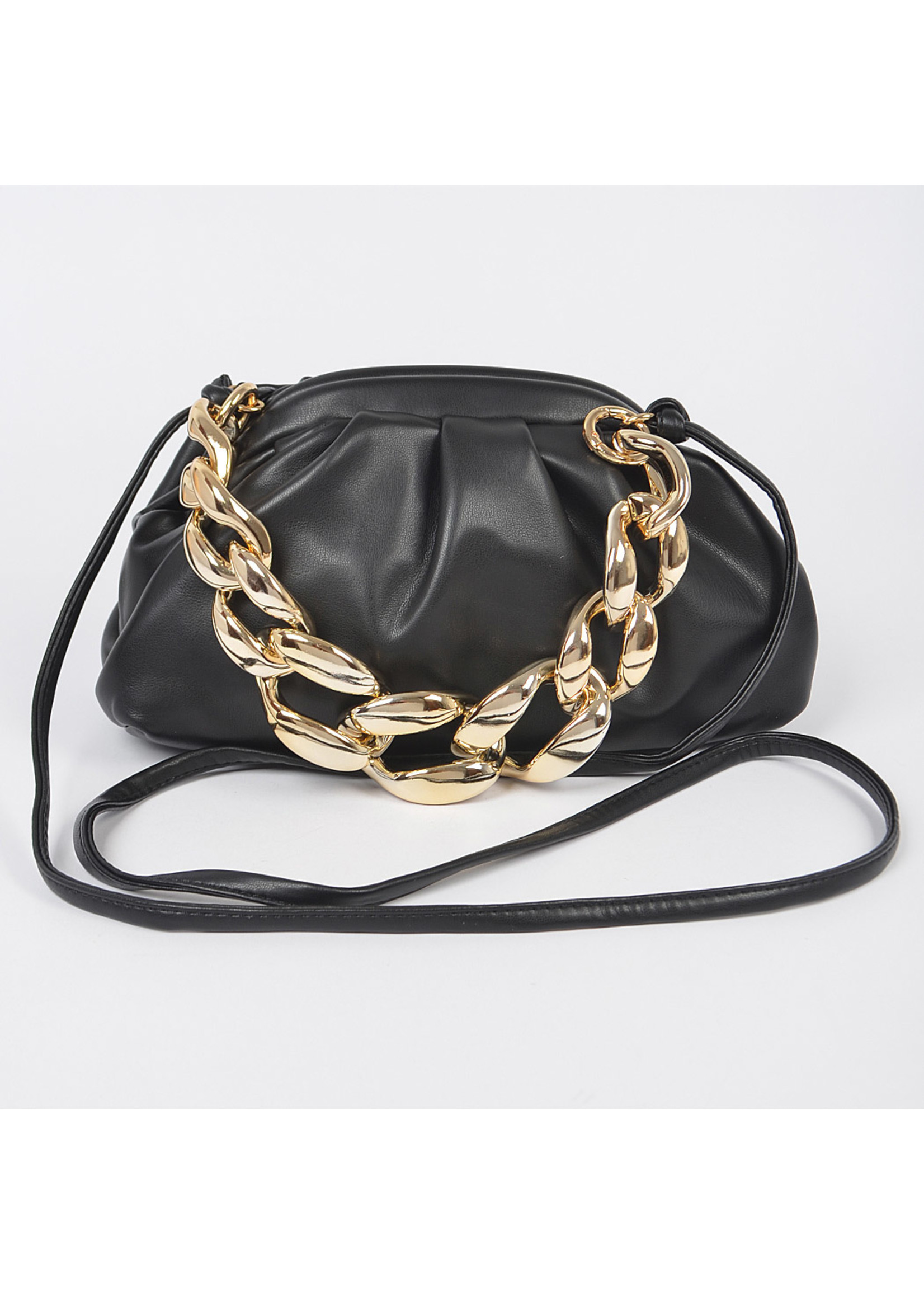 Faux Leather Clutch with Chunky Chain