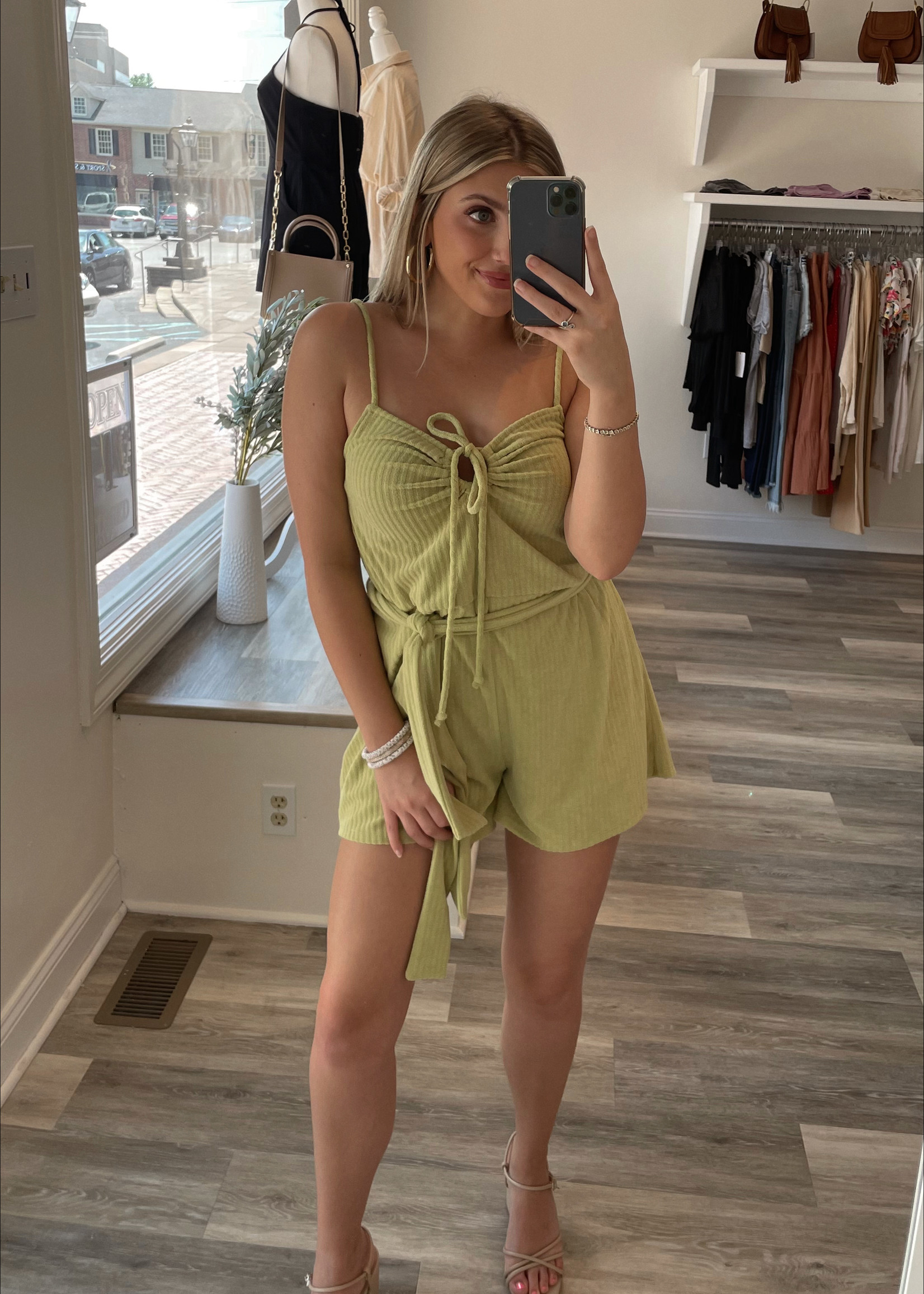 Kiwi Textured Ribbed Romper