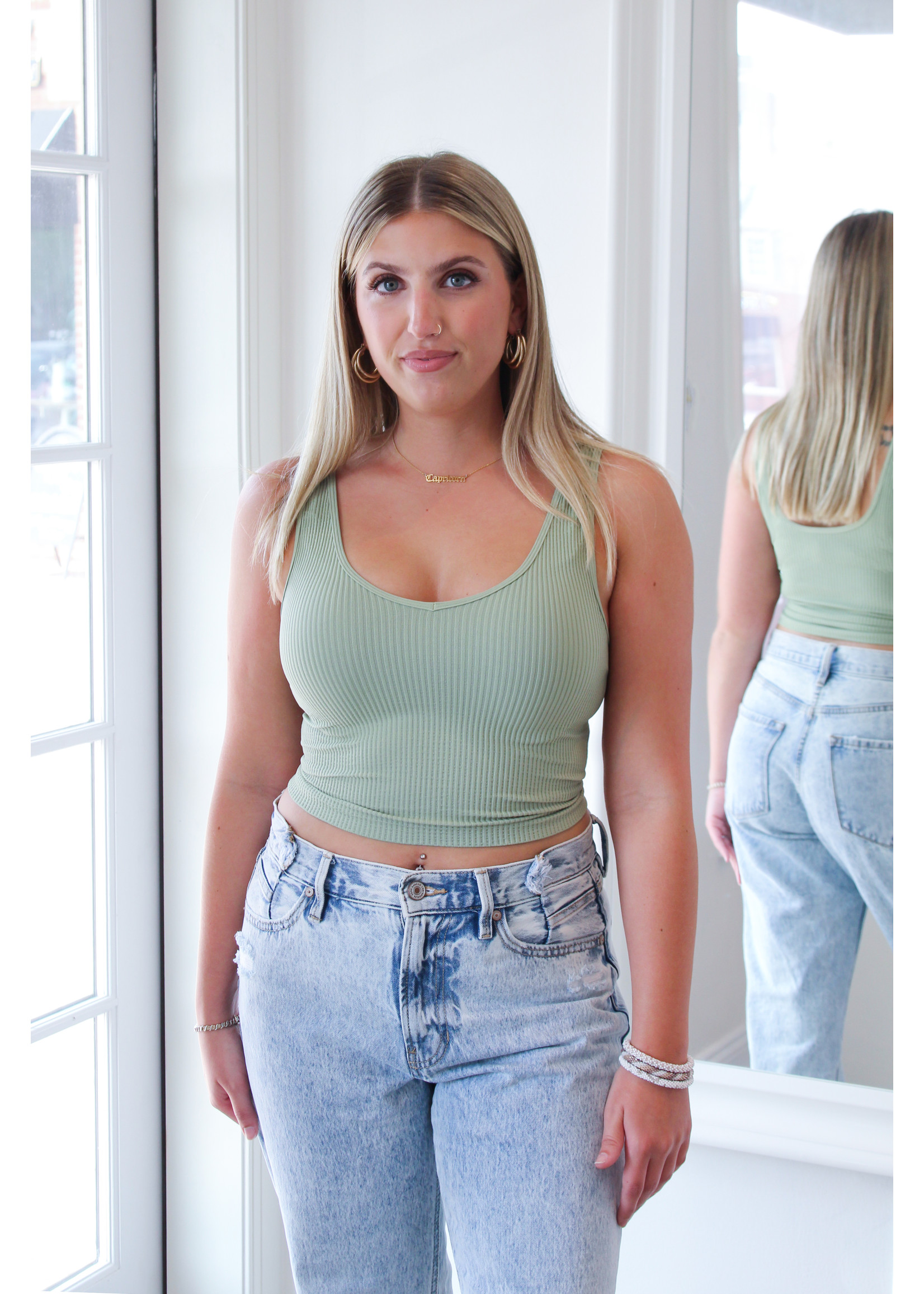 One Size Reversible Ribbed Crop Top