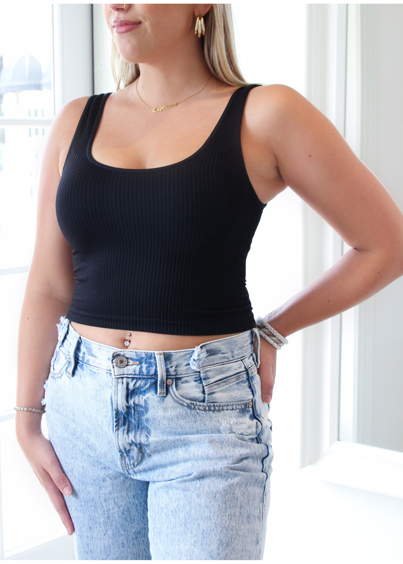 One Size Reversible Ribbed Crop Top