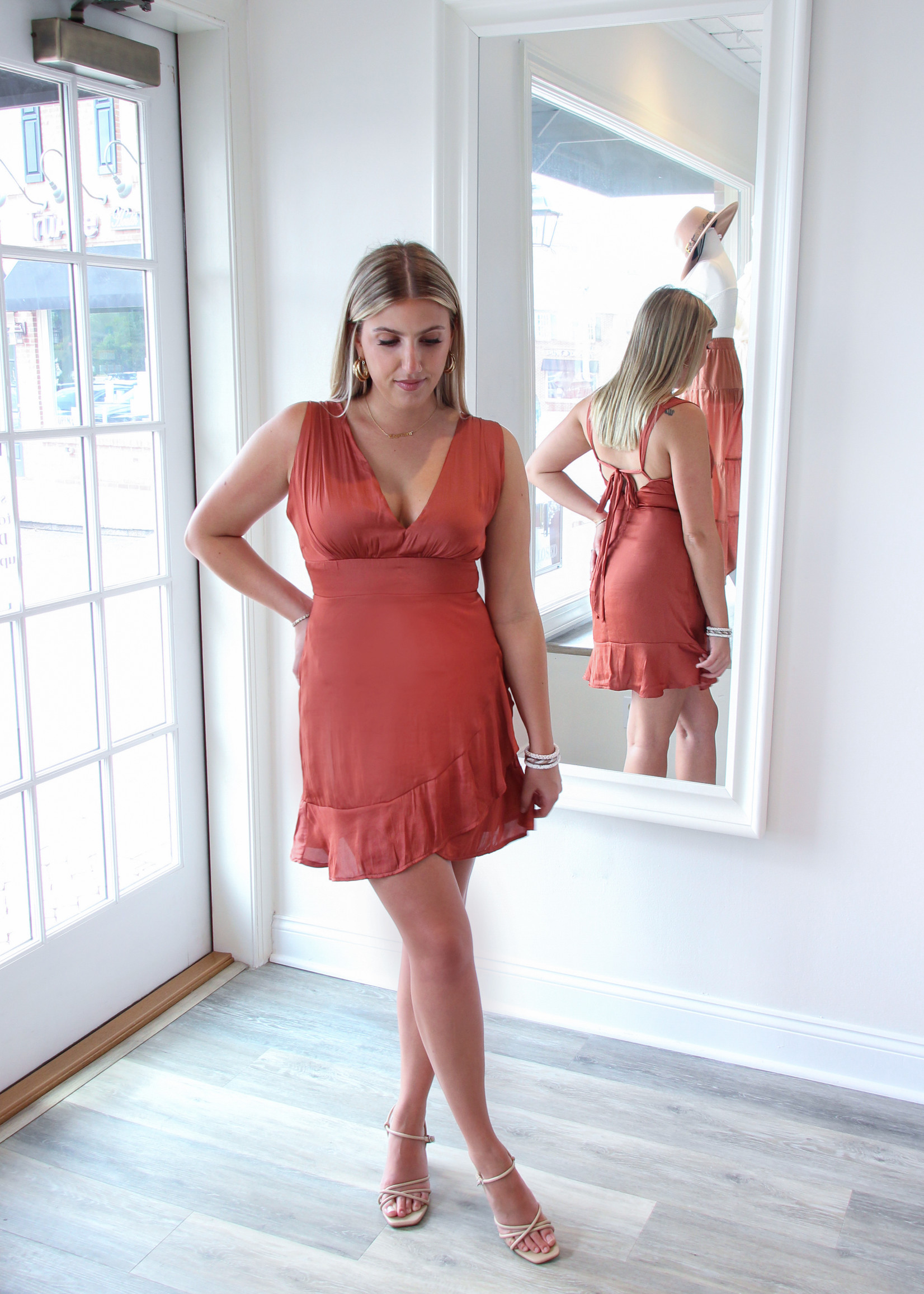 Rust Satin Dress