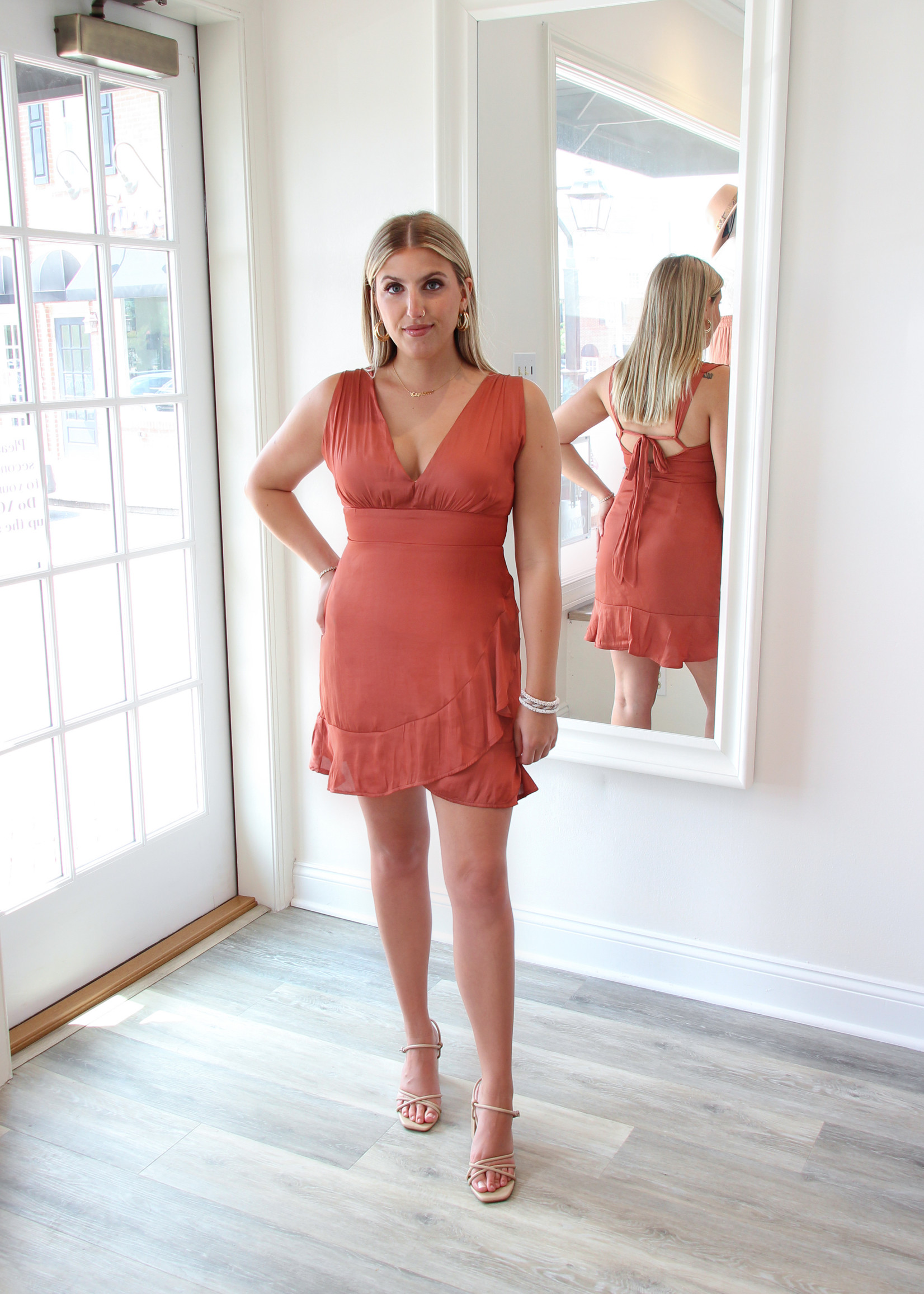 Rust Satin Dress