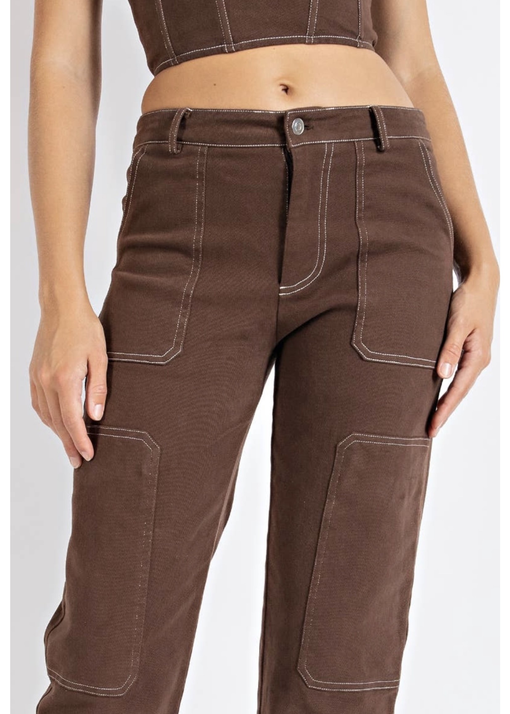 Brown Stitched Pants