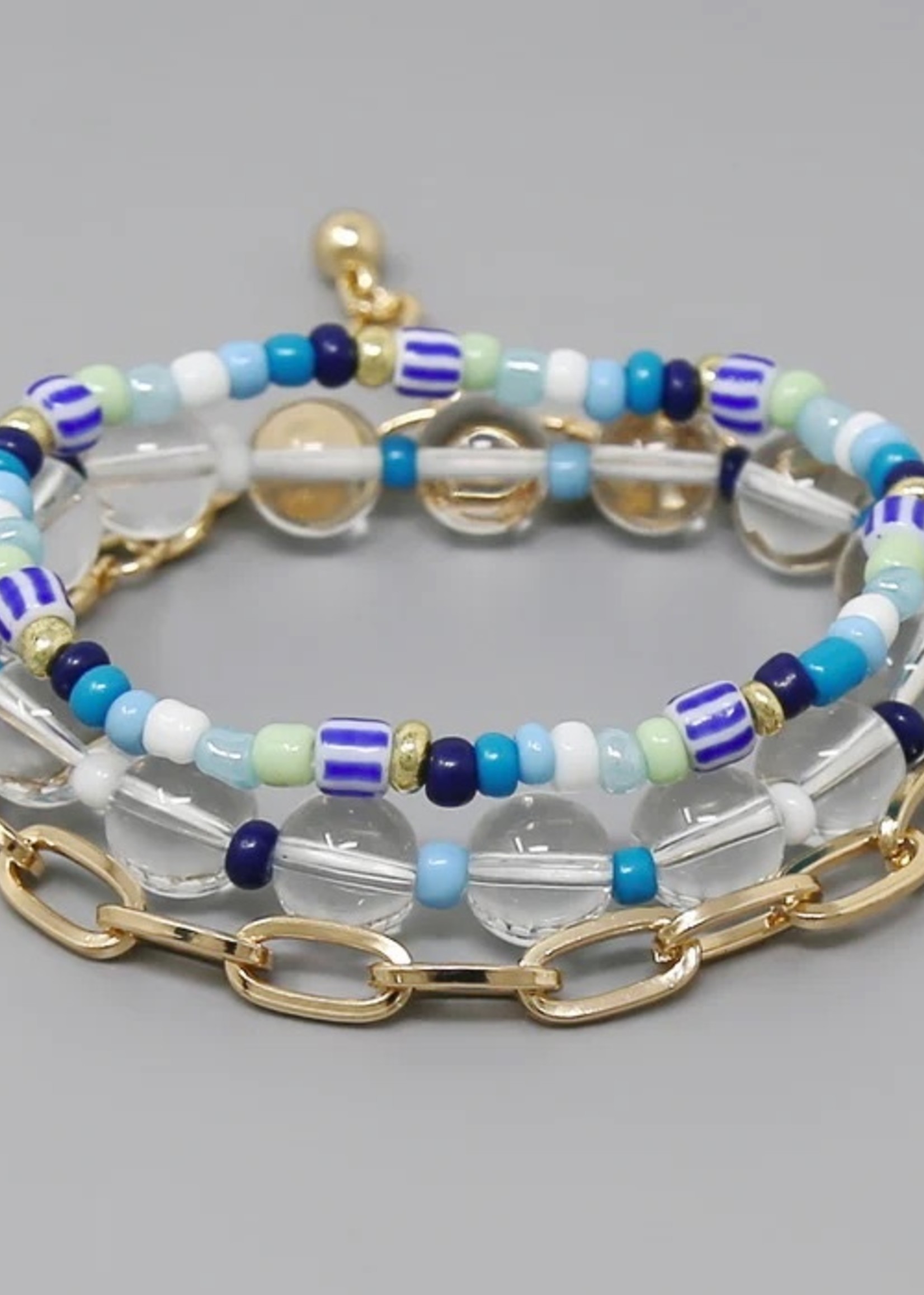 Linked Chain Bead Bracelet Set