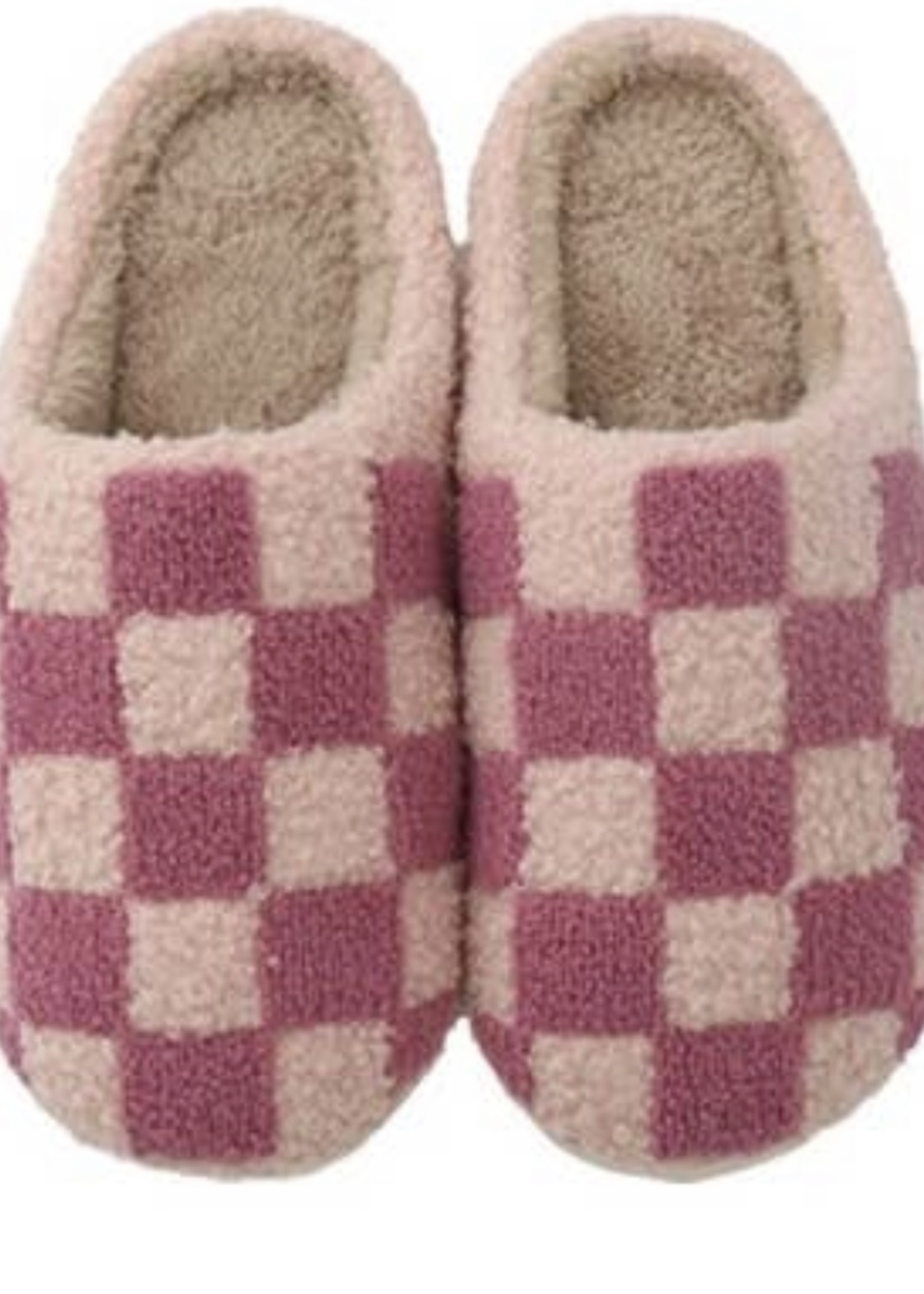 Pink Tonal Checkered Slippers, Women's Medium - Pink Lily Boutique