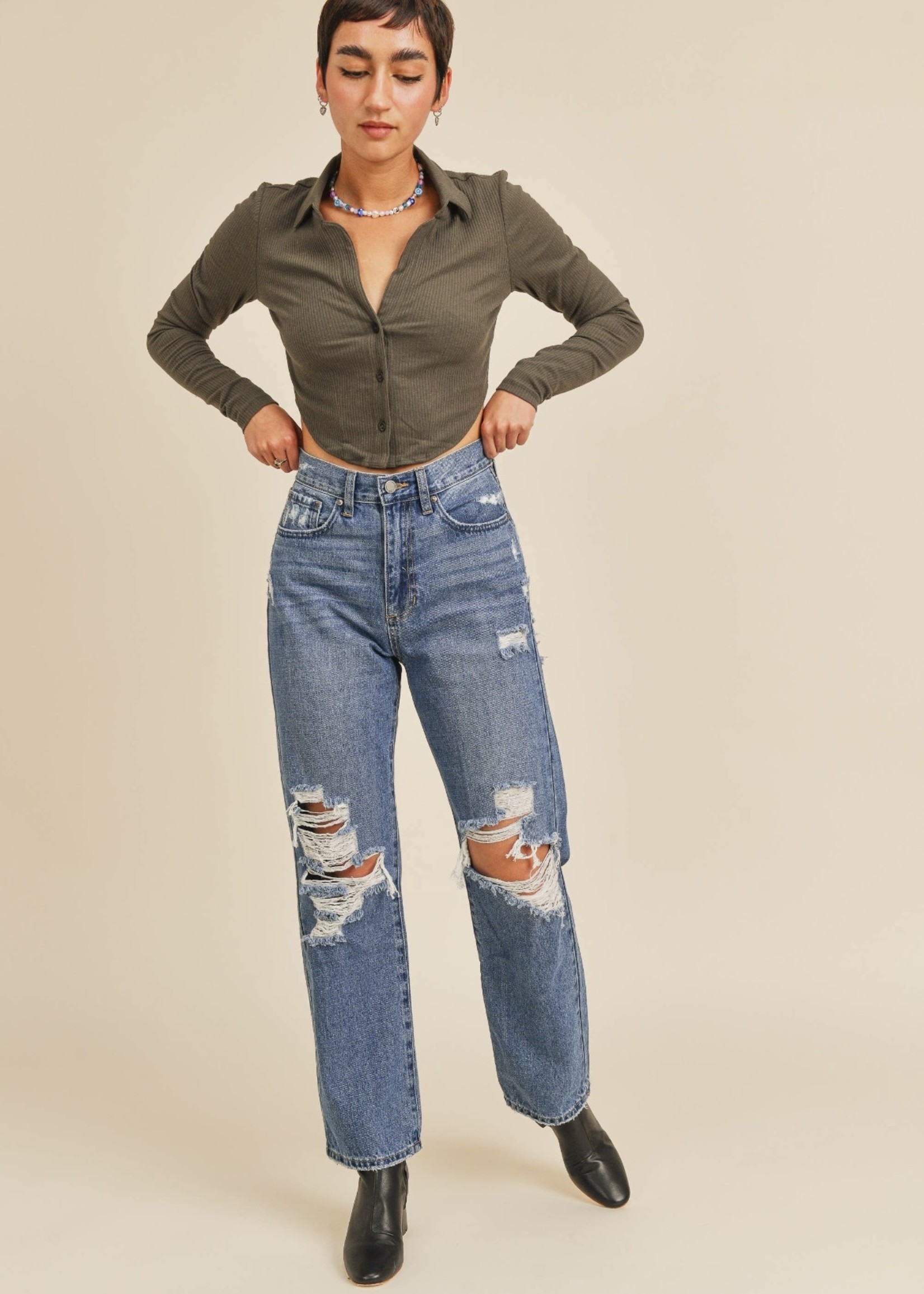 Dolly Distressed Dad Jeans