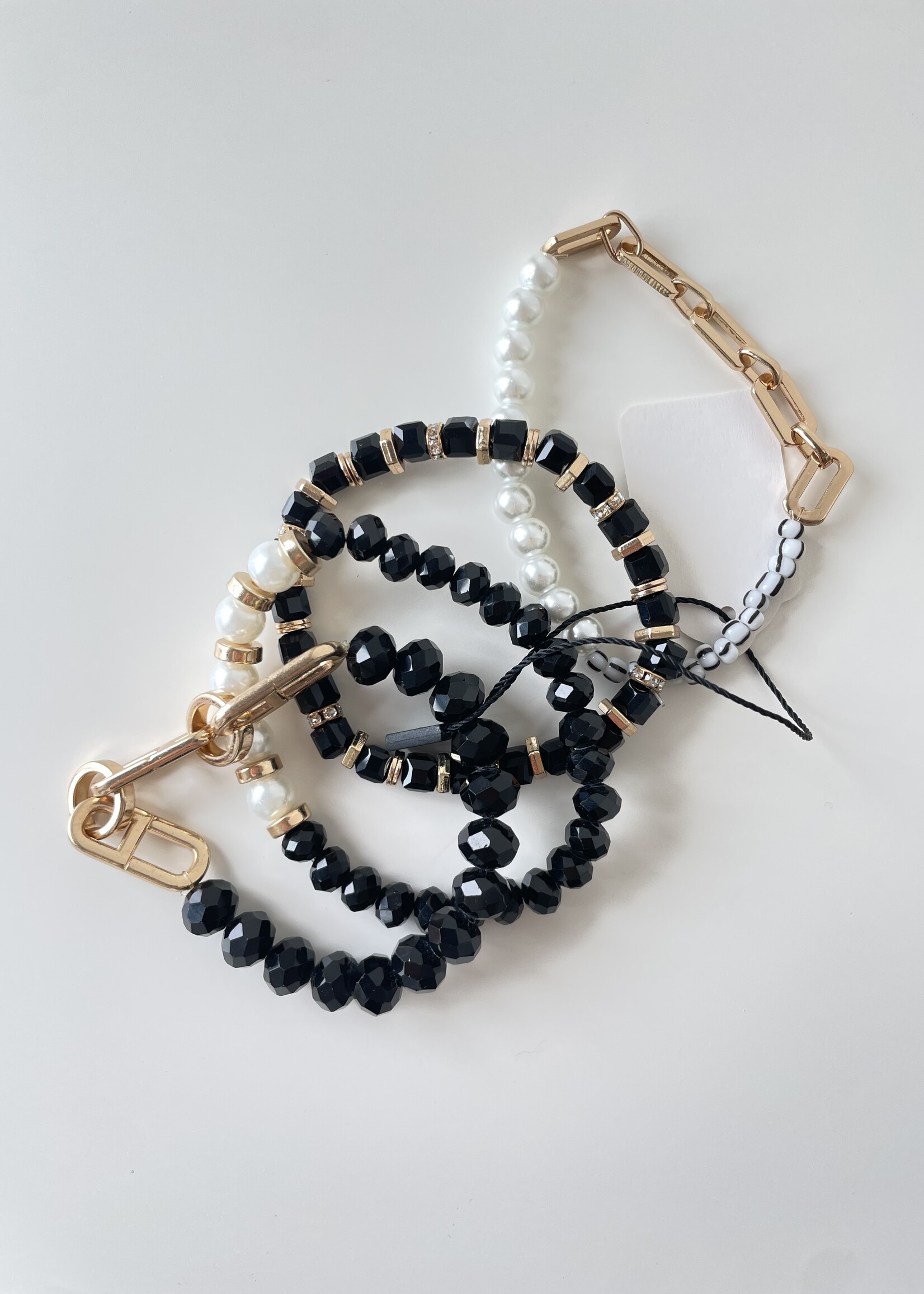 Stone, Glass& Pearl Chain Bracelet Set