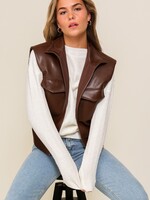 Brown Faux Leather Vest