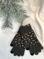 Olive Leopard Gloves