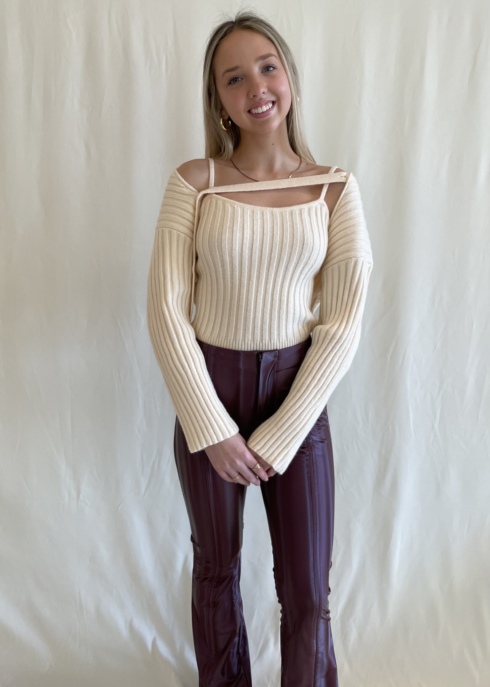 Maroon Faux Leather Pants