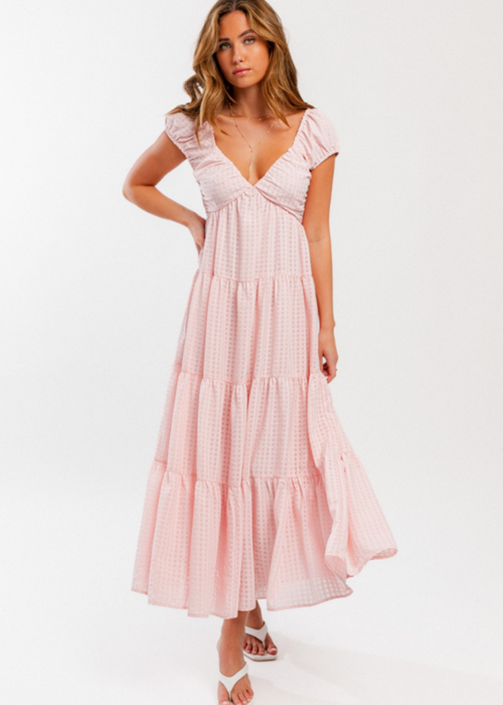 Tiered Long Pink Dress